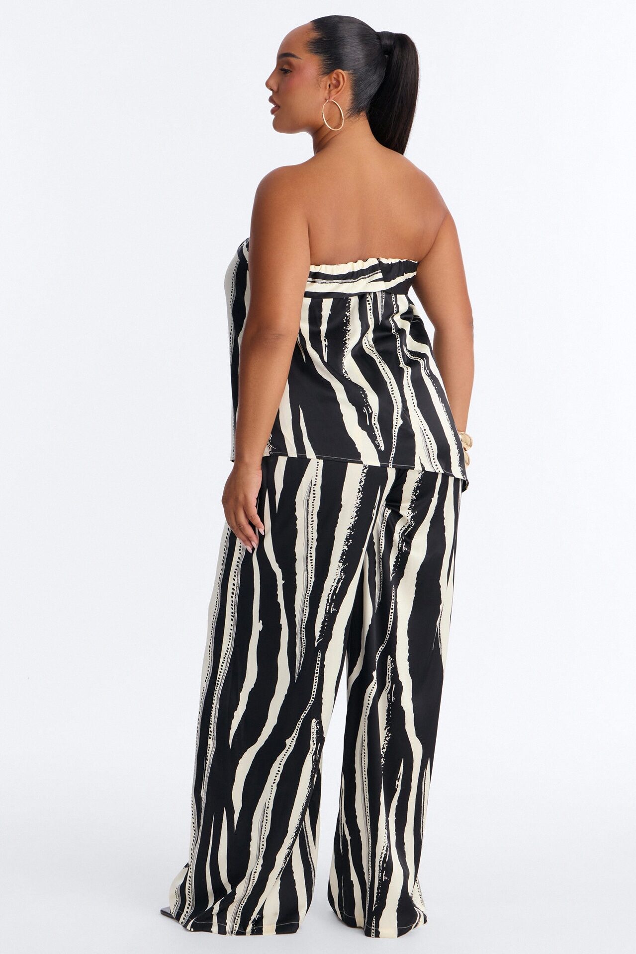 Mella Draped Wide Leg Jumpsuit - Black/White