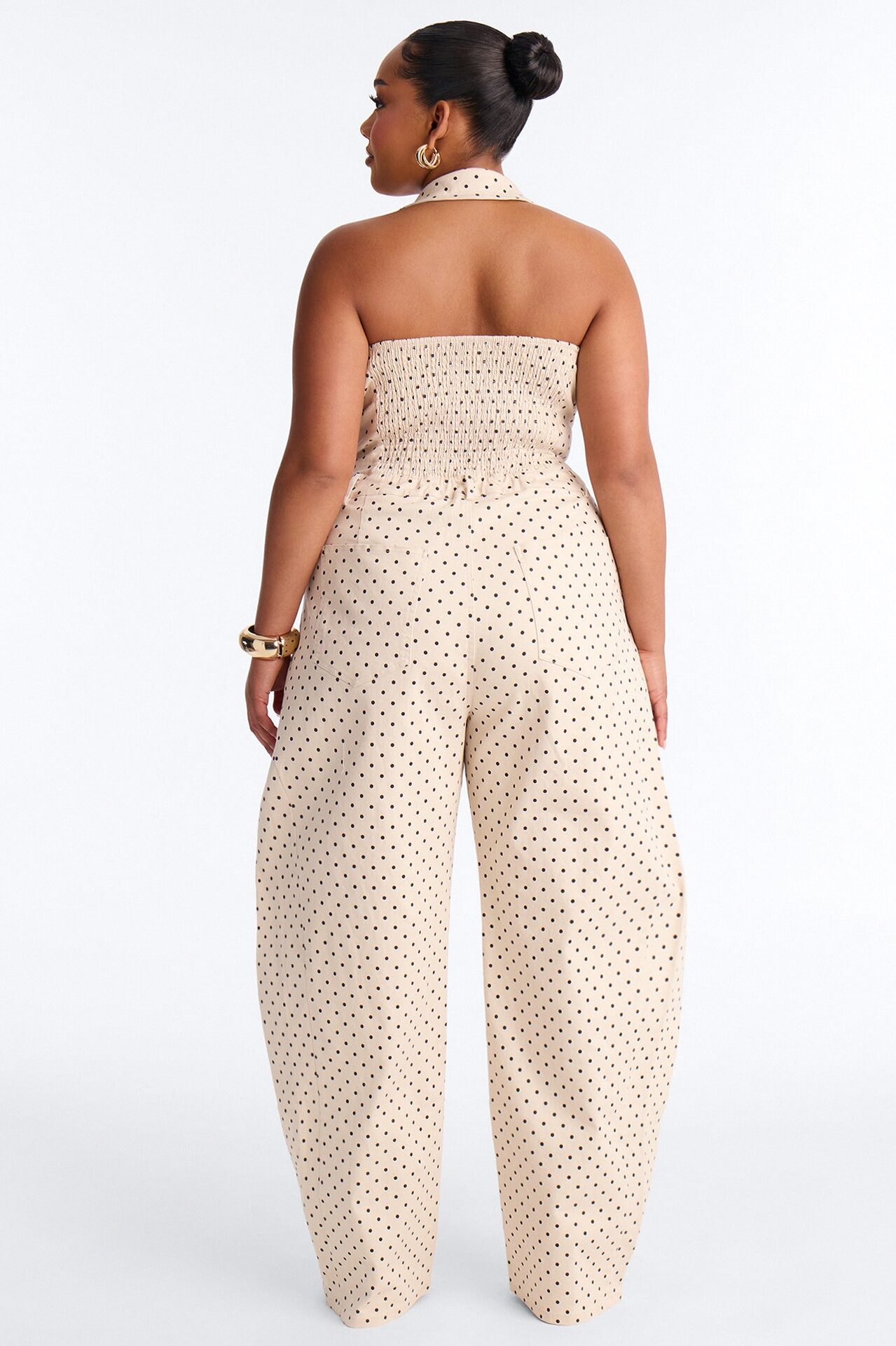 Bella Polka Dot Barrel Jumpsuit - Cream