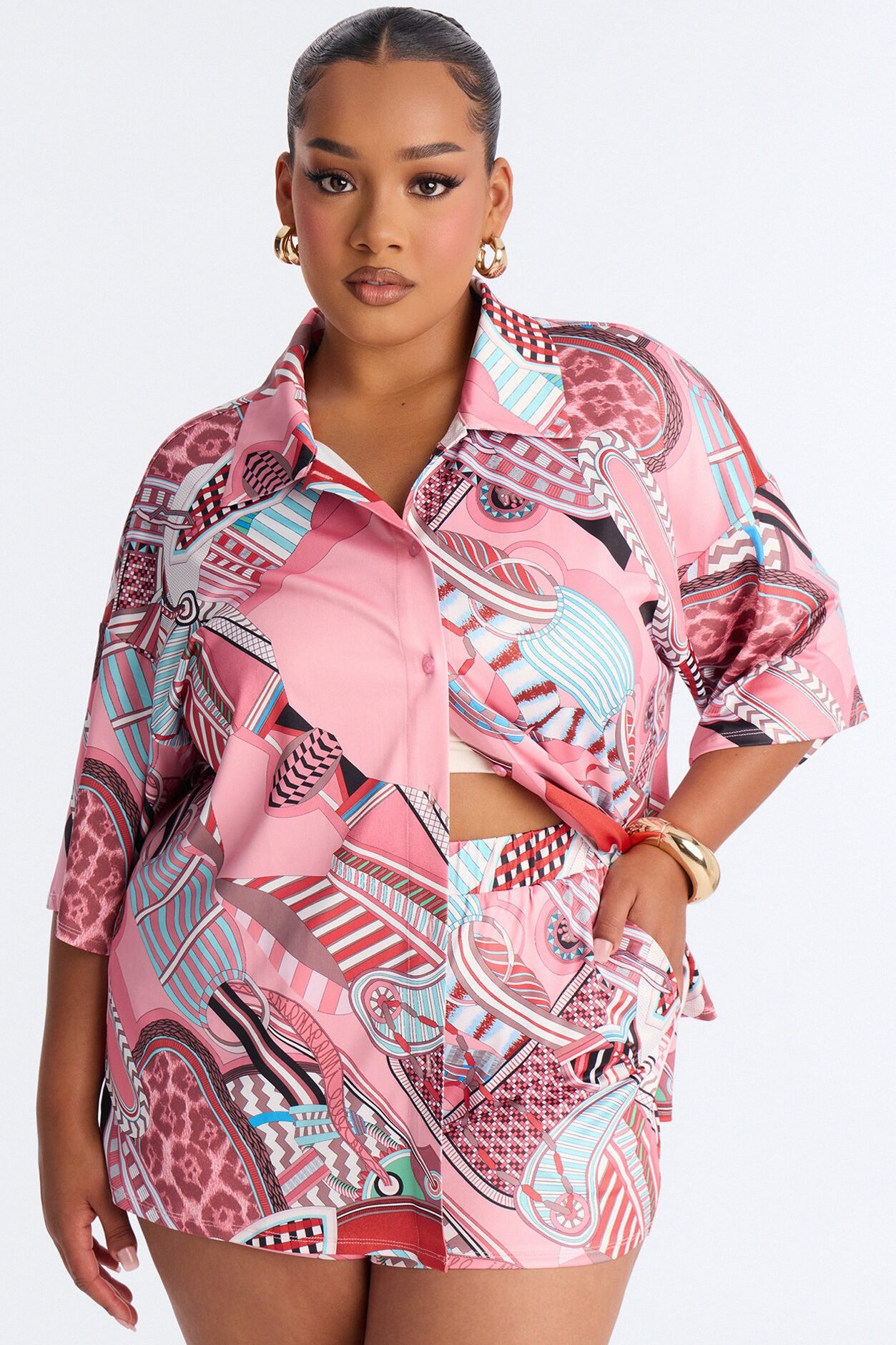 Island Mood Short Set - Pink/combo
