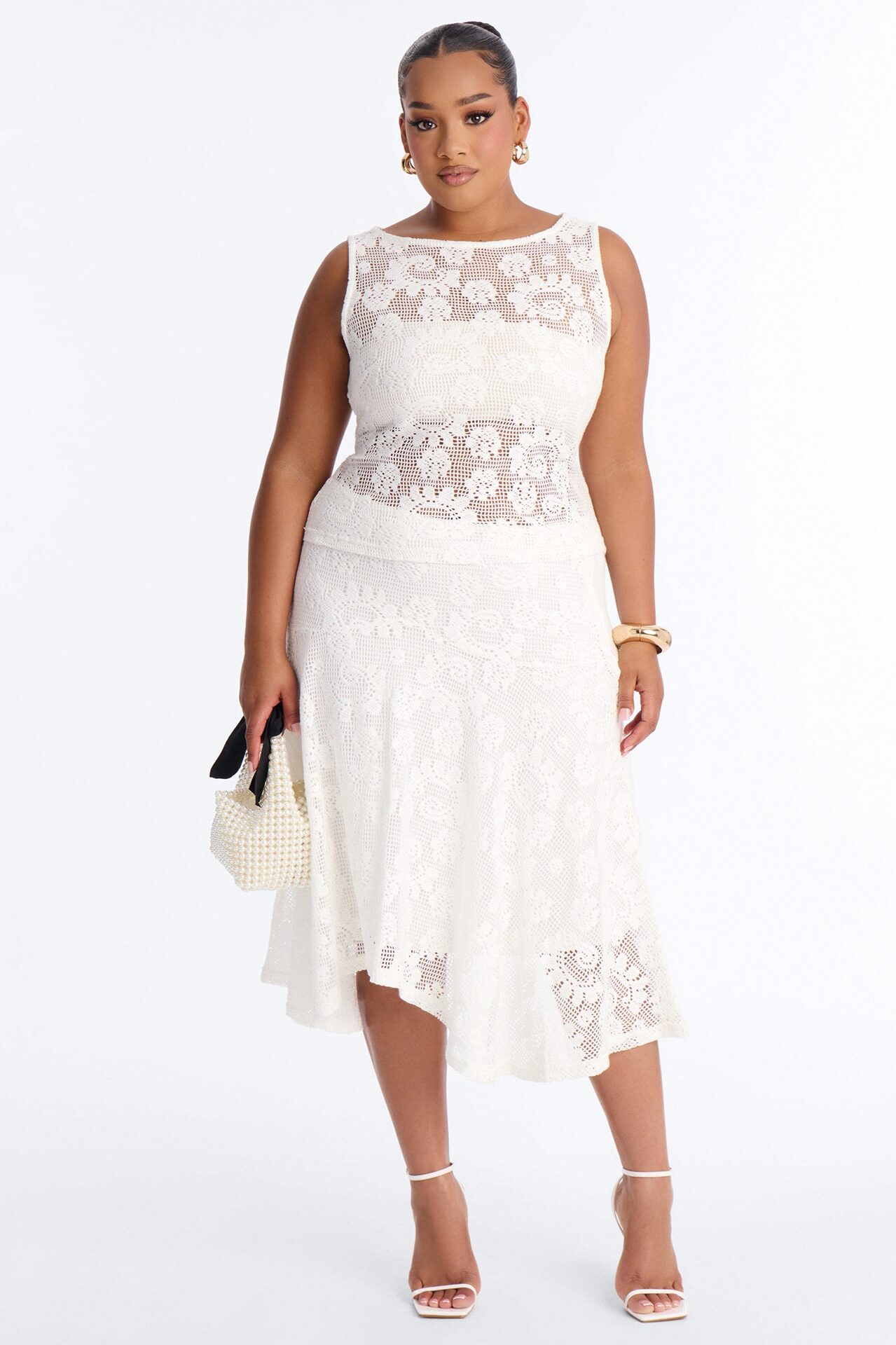 Delicate Days Crochet Skirt Set - White
