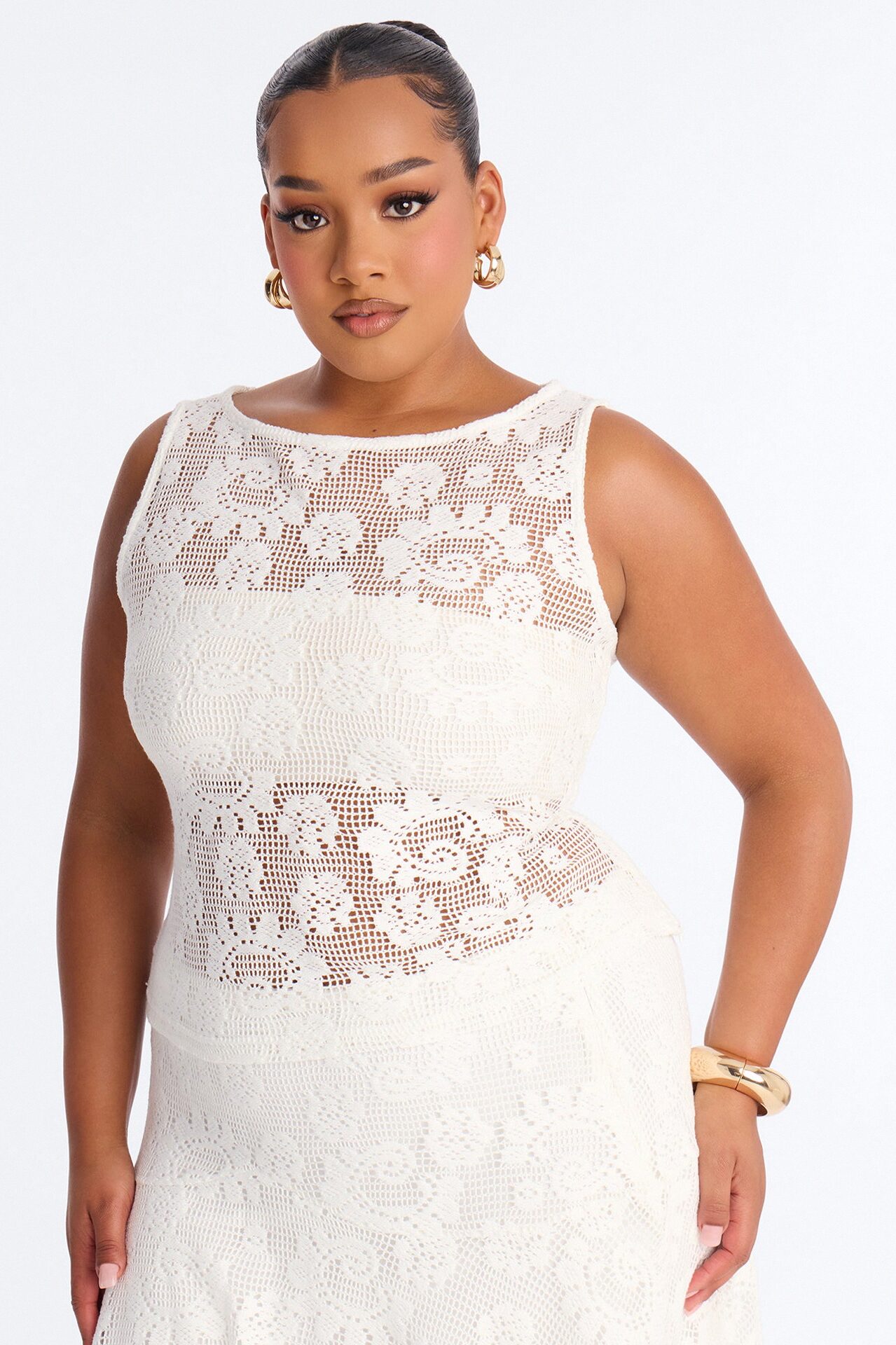 Delicate Days Crochet Skirt Set - White