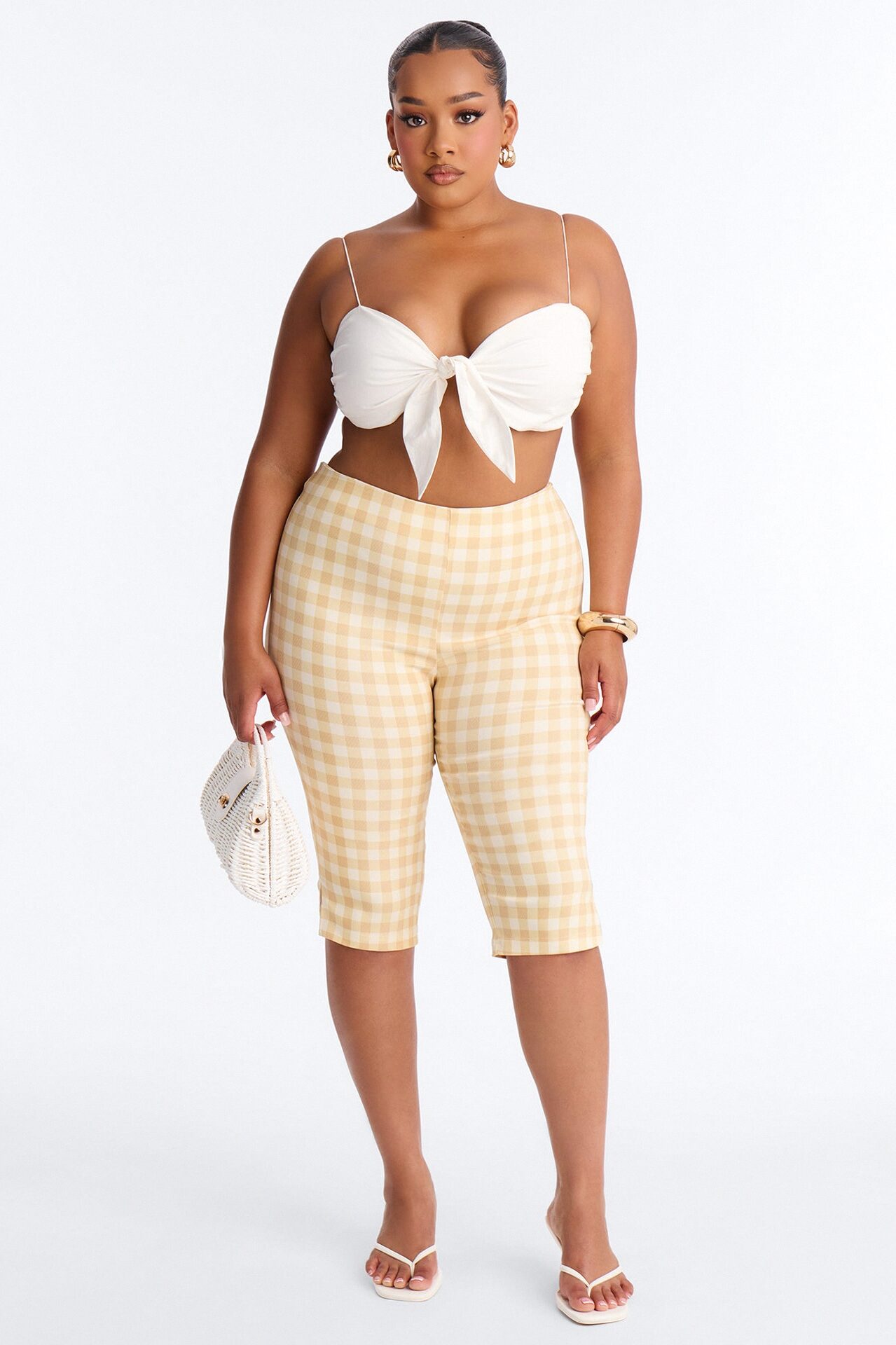 Juliette Gingham Capri Pant - Yellow/combo