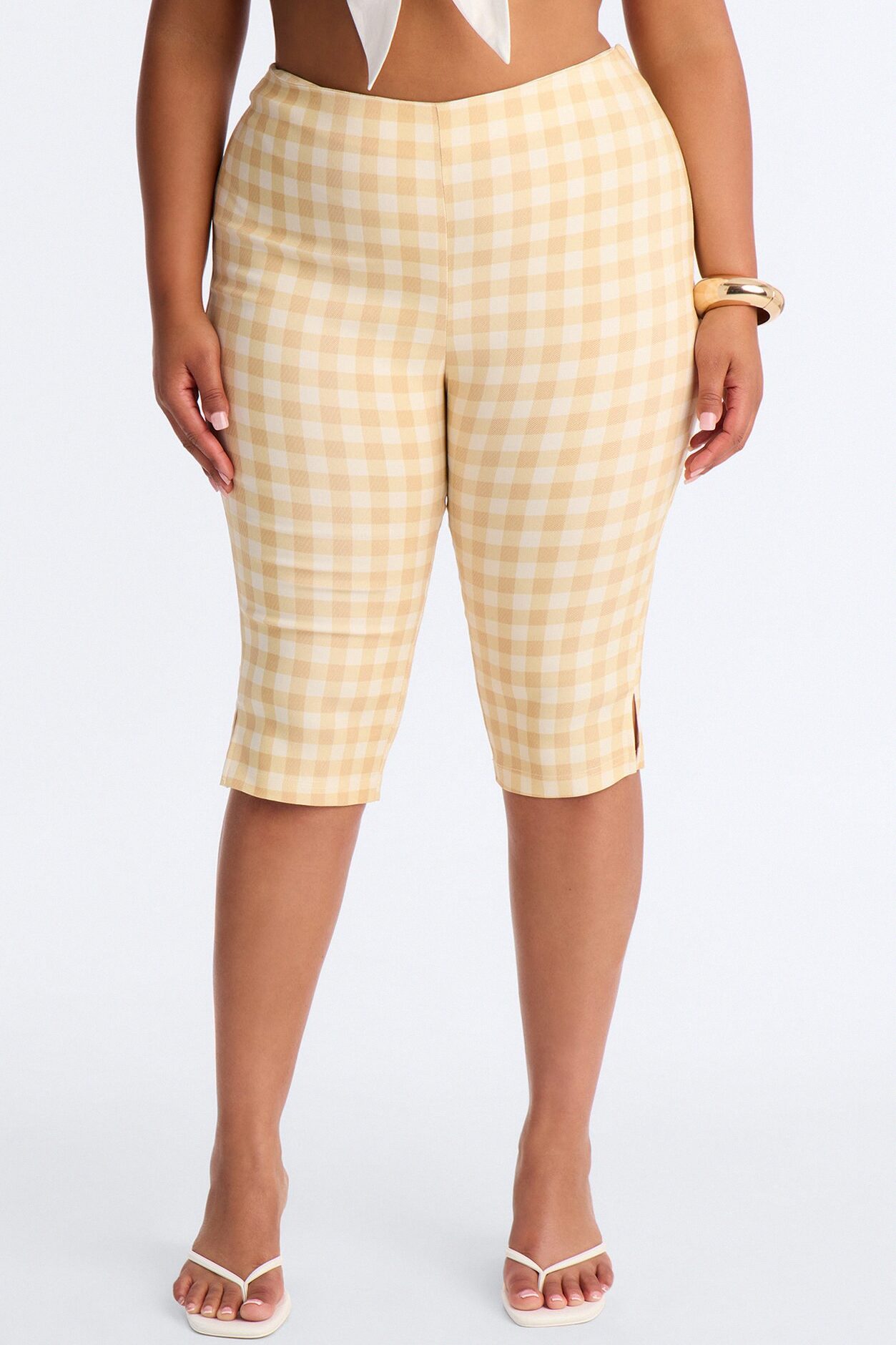 Juliette Gingham Capri Pant - Yellow/combo