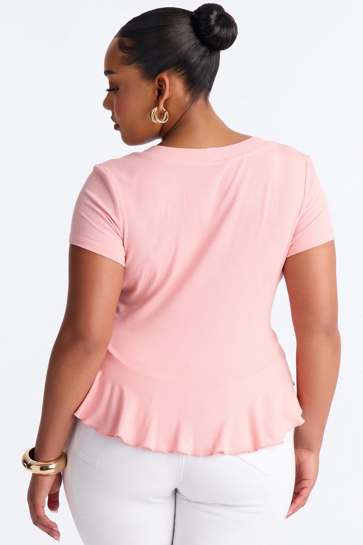 Arrow Short Sleeve Button Up Top - Pink