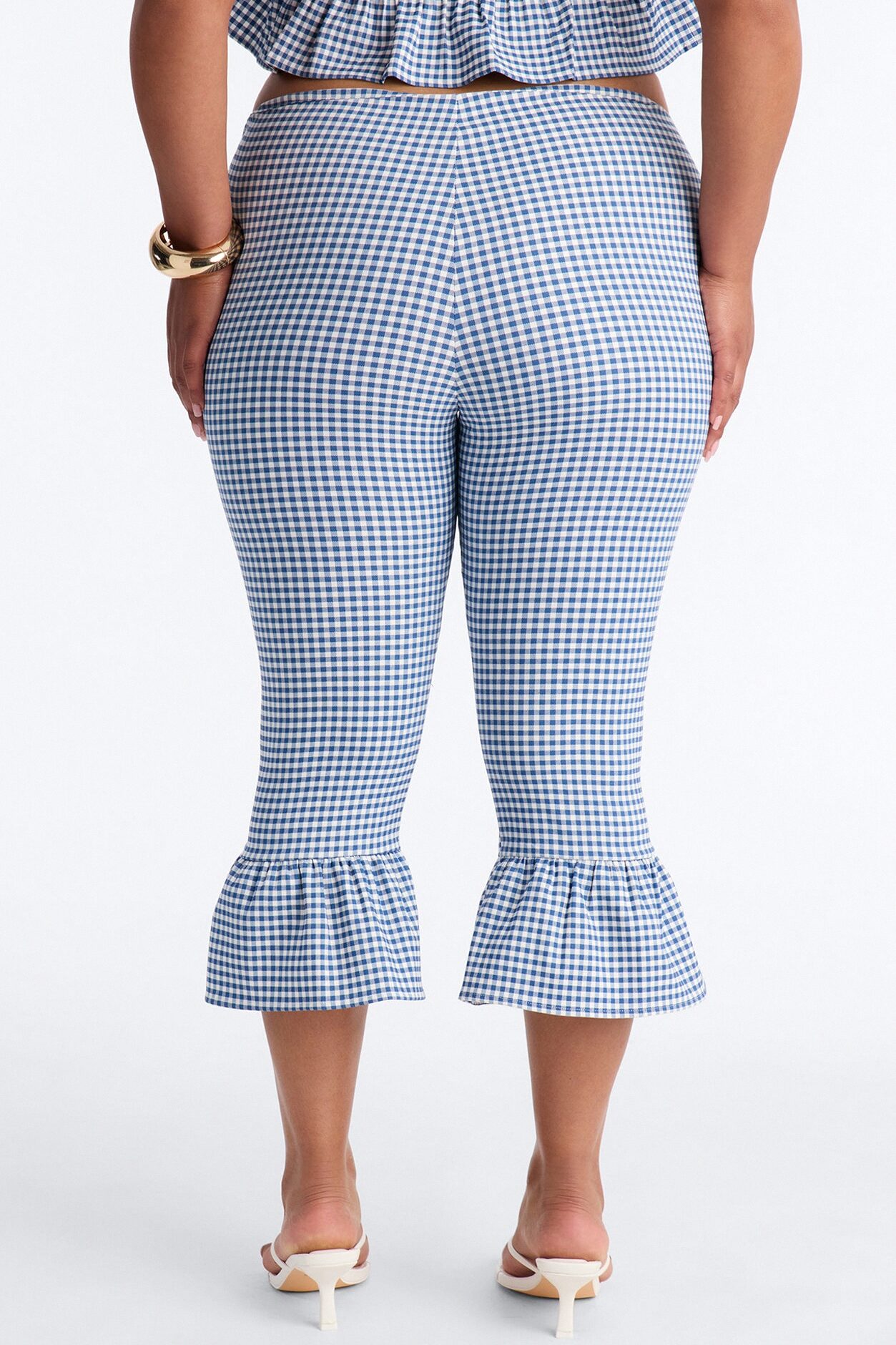 Dorothy Darling Ruffle Trim Gingham Capri - Blue
