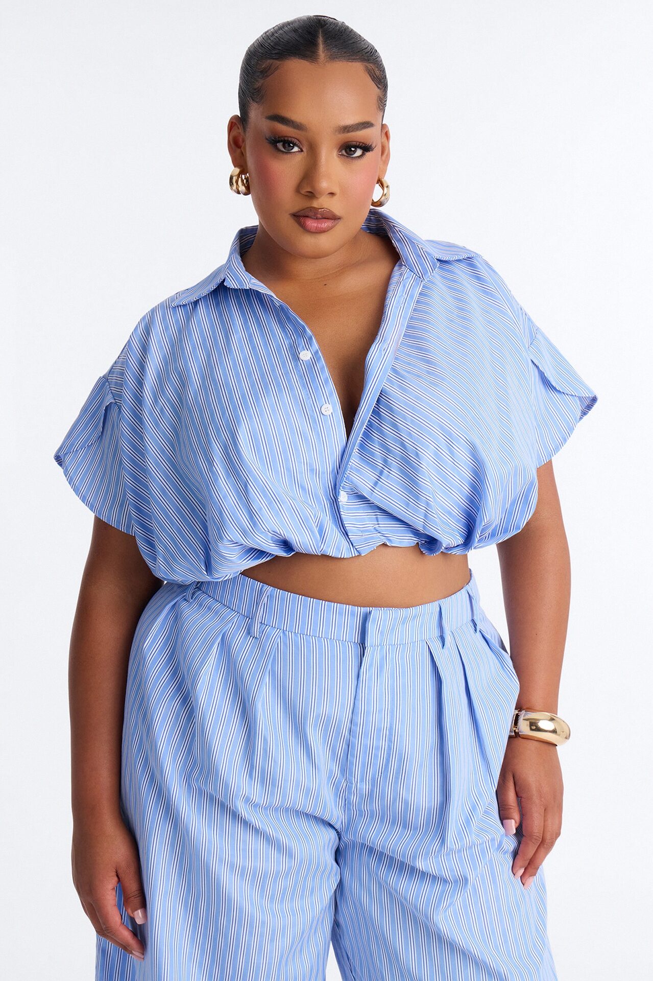 Mila Pinstripe Pant Set - Blue/combo