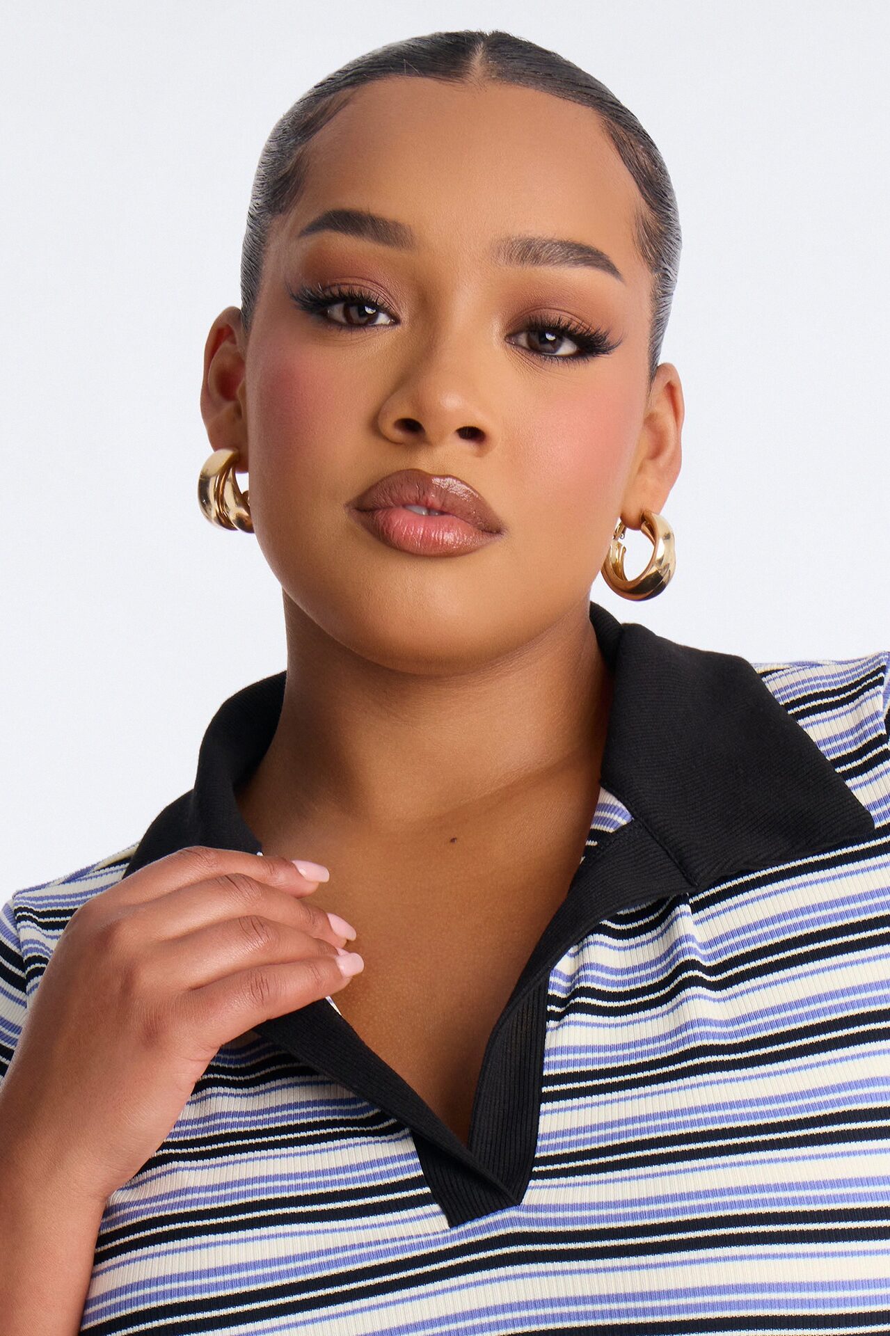 Serving Stripes Ribbed Pant Set - Blue/combo