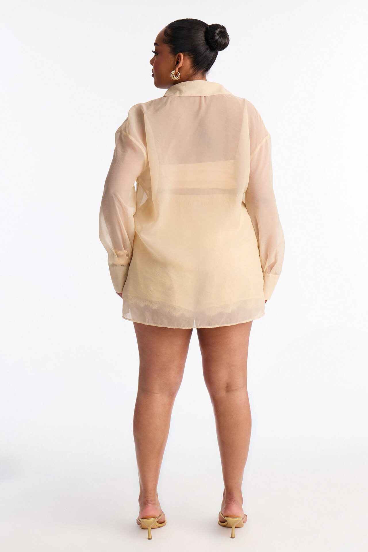 Chiffon Chic Lace Detail Short Set - Cream