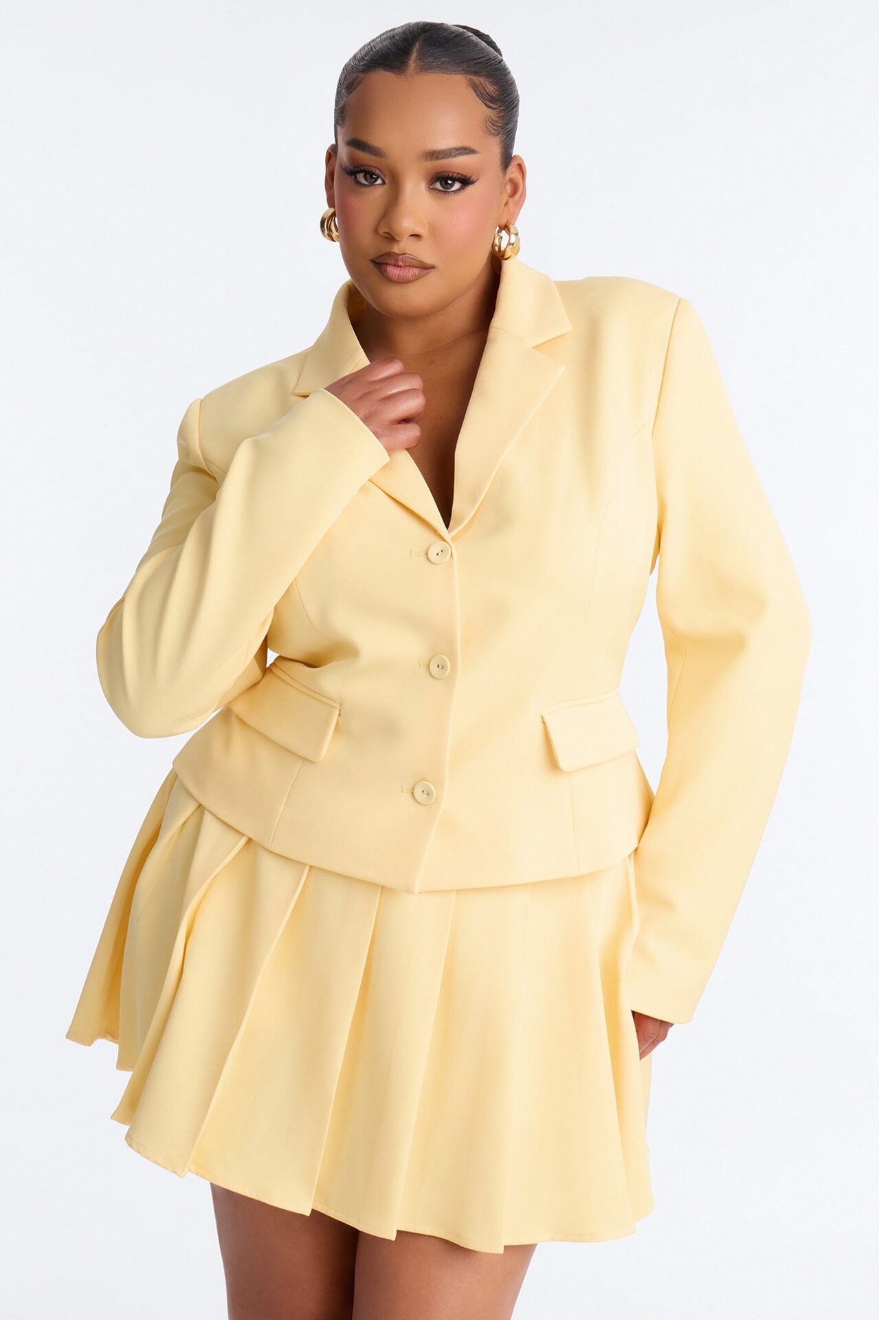 Check The Agenda Fitted Blazer - Butter Yellow
