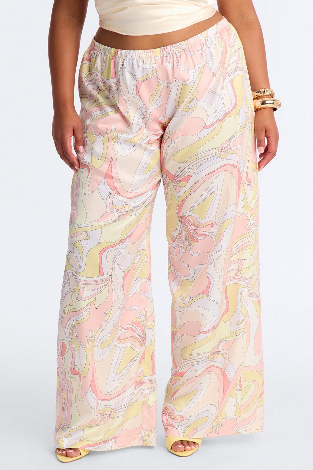 Cordelia Mid Rise Printed Wide Leg Pant - Yellow/combo