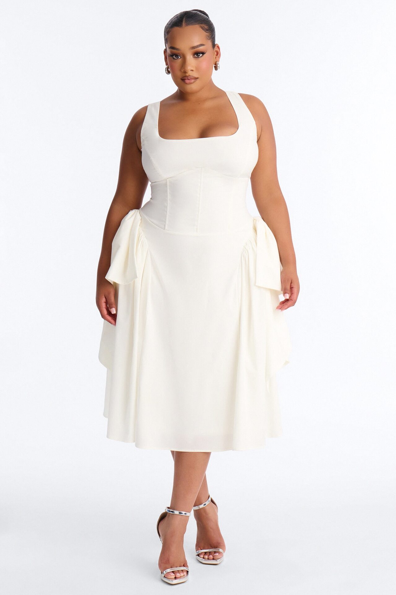 Get Ur Bow On Midi Dress - White