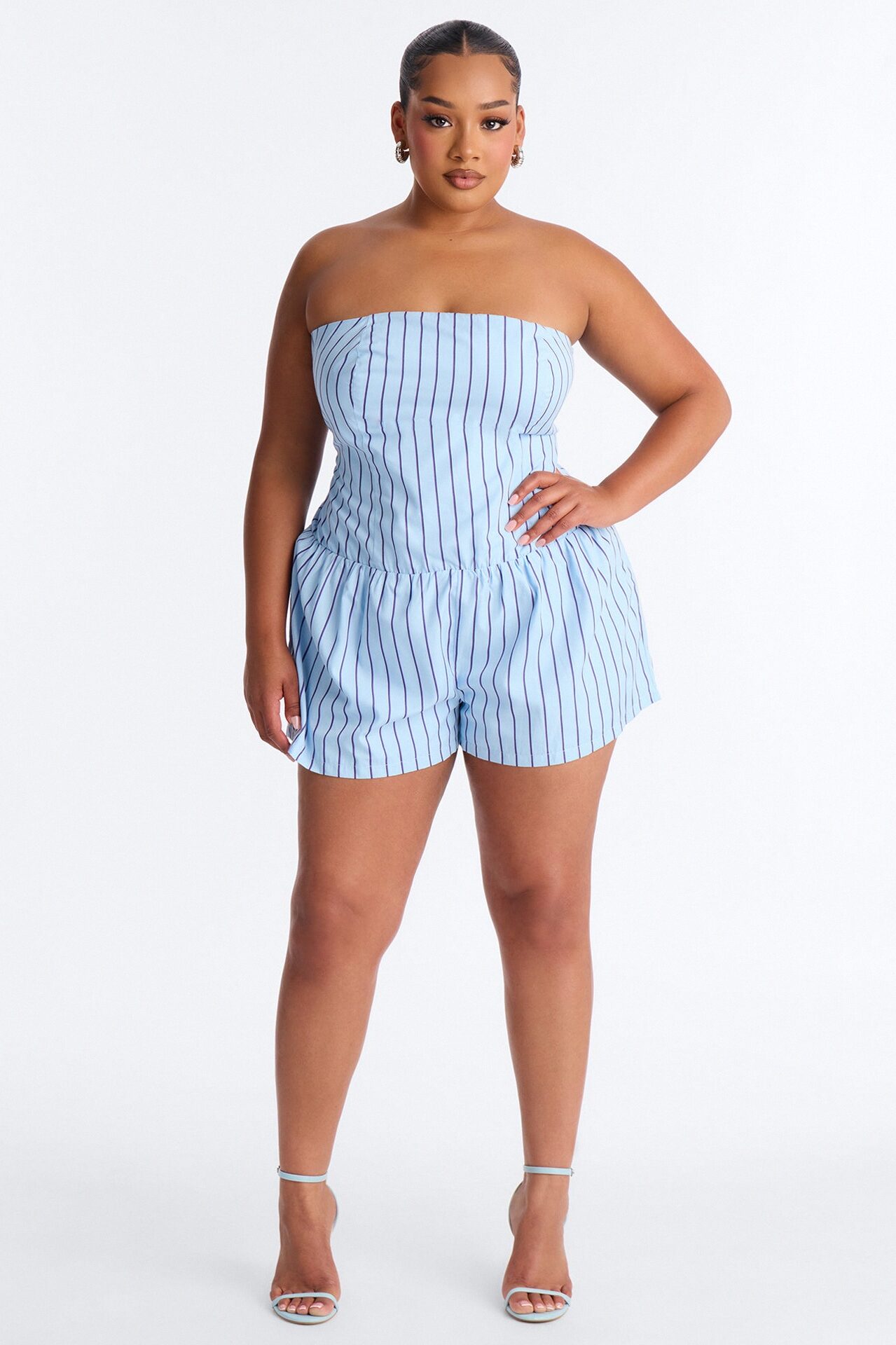 Jessa Poplin Flowy Romper - Blue