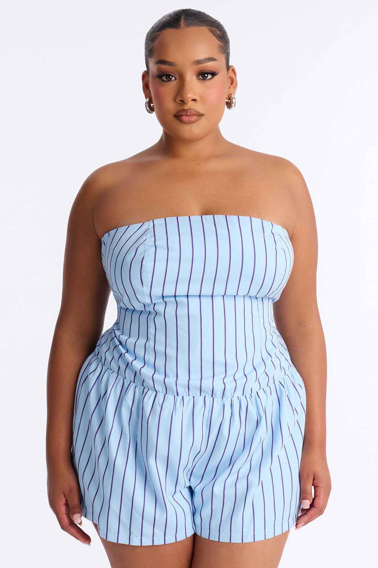 Jessa Poplin Flowy Romper - Blue