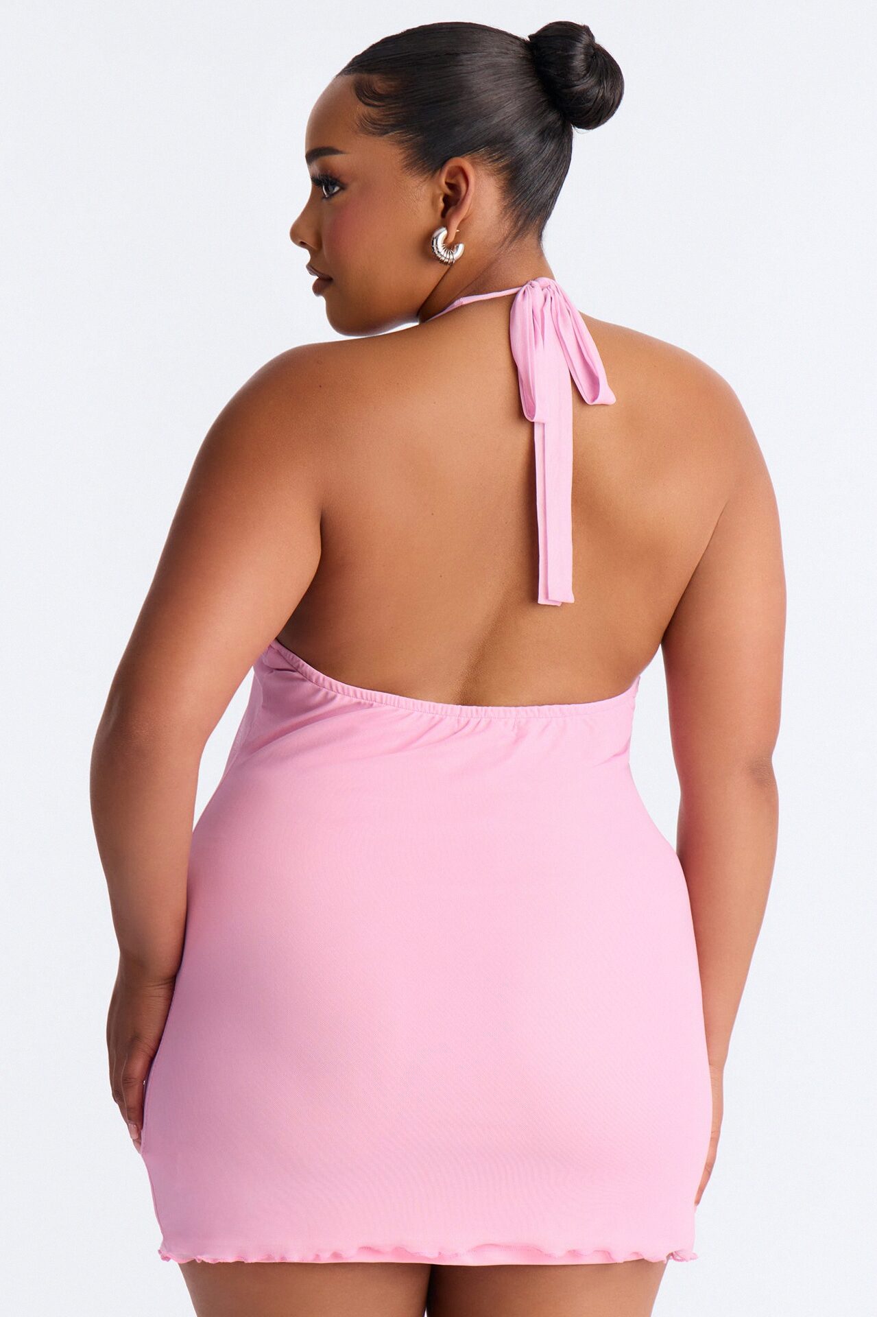 Let's Get Beachy Halter Mesh Mini Dress - Pink/combo