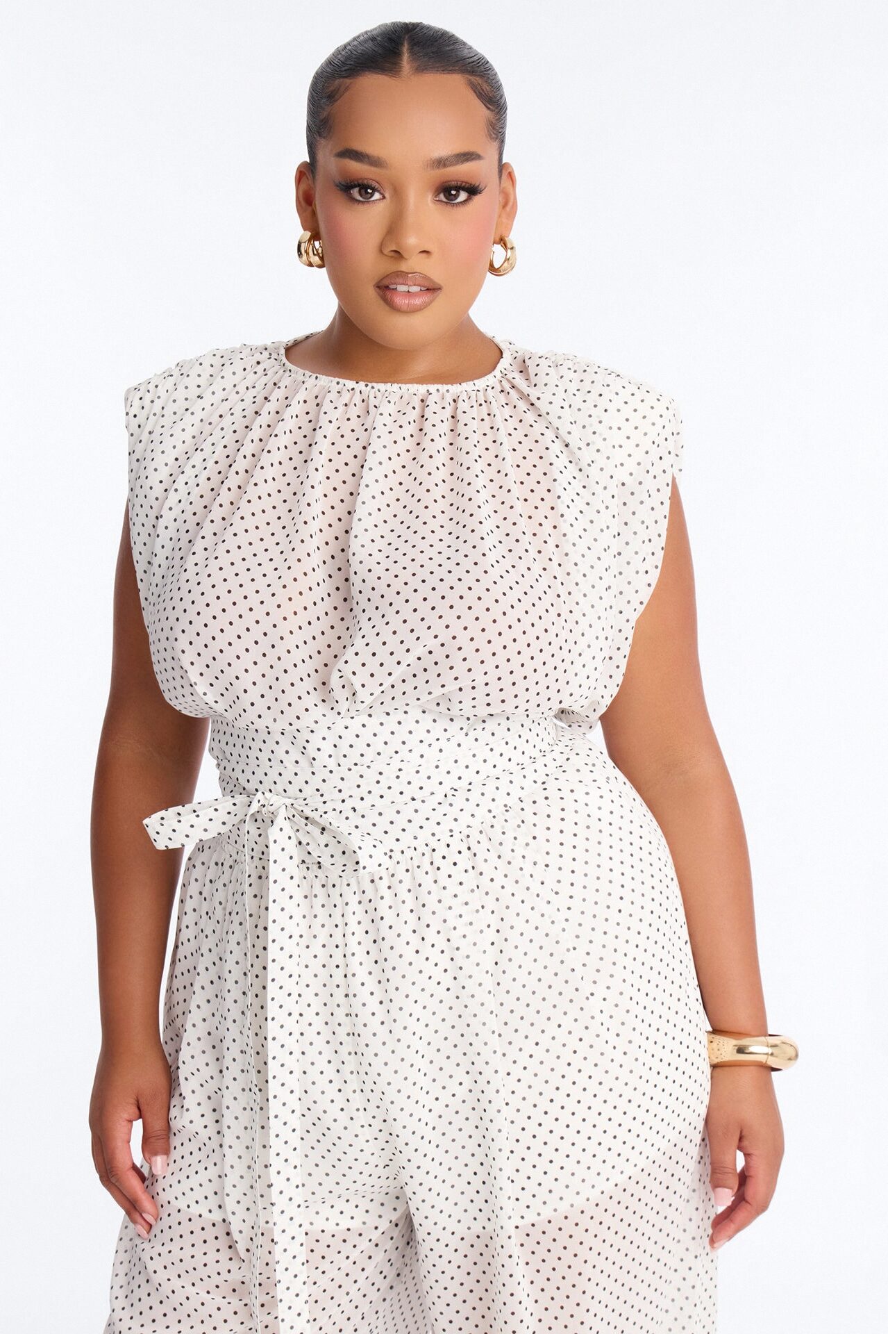 Bia Chiffon Belted Jumpsuit - White