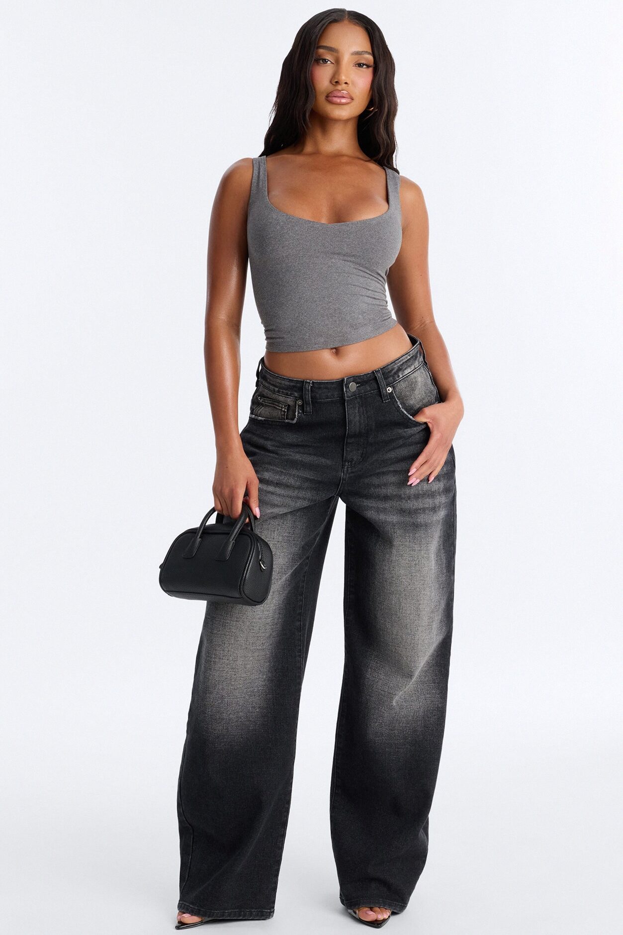 Quinn Double Lined Tank Top - Charcoal