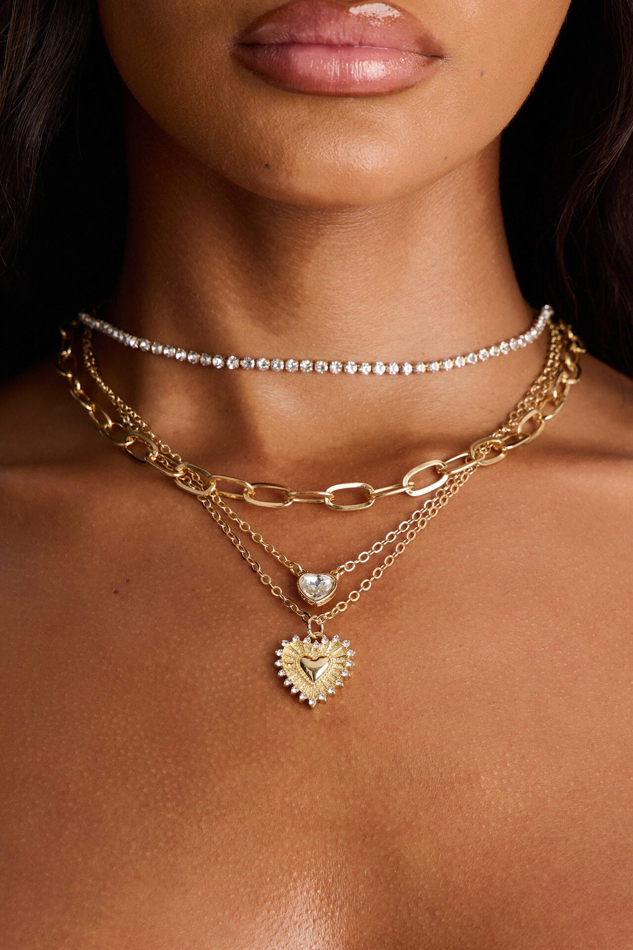 Belong Together Heart Layered Necklace - Gold