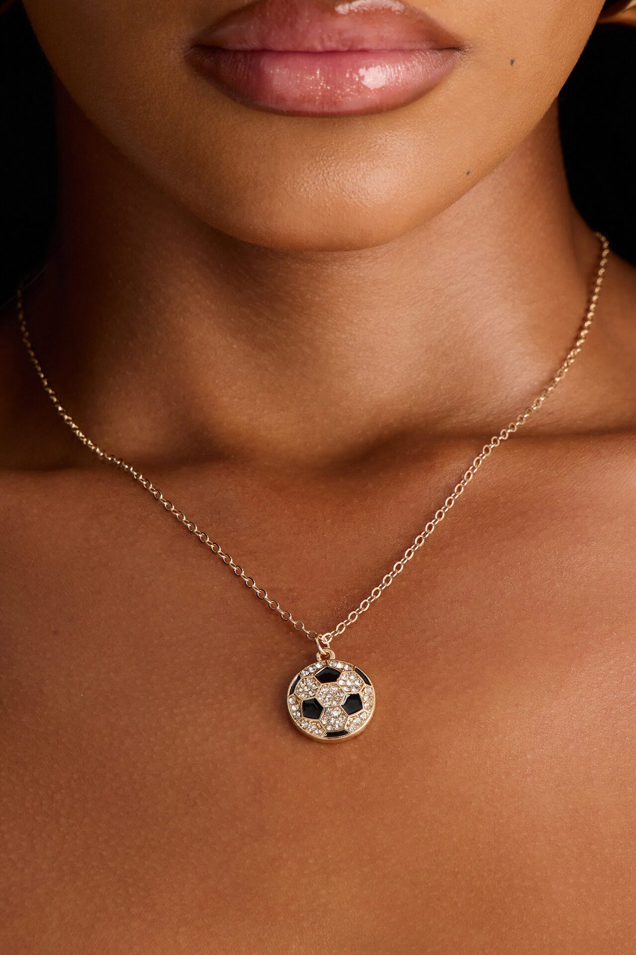 Soccer Mami Necklace - Black/Gold