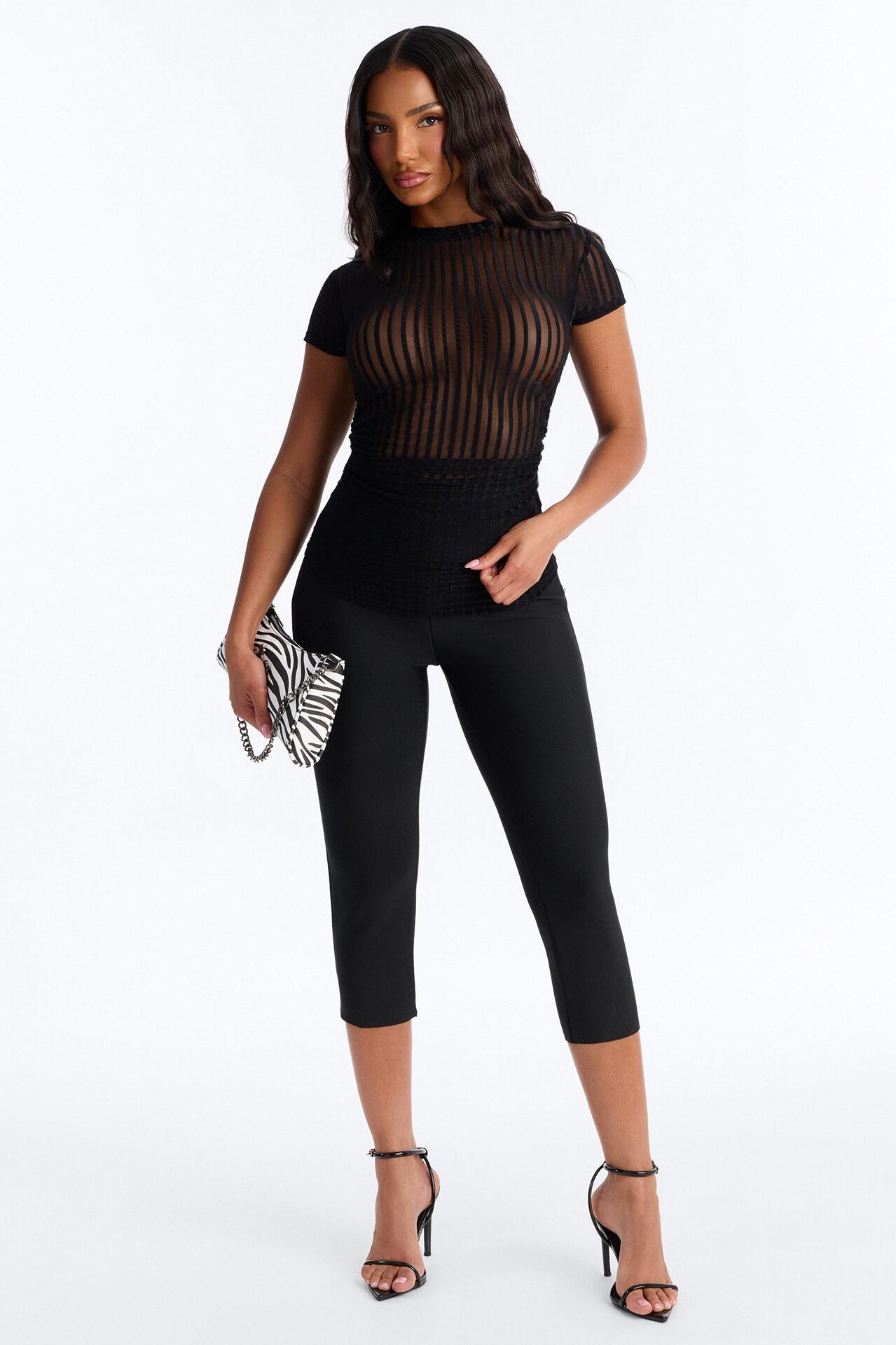 Myrah Short Sleeve Mesh Top - Black