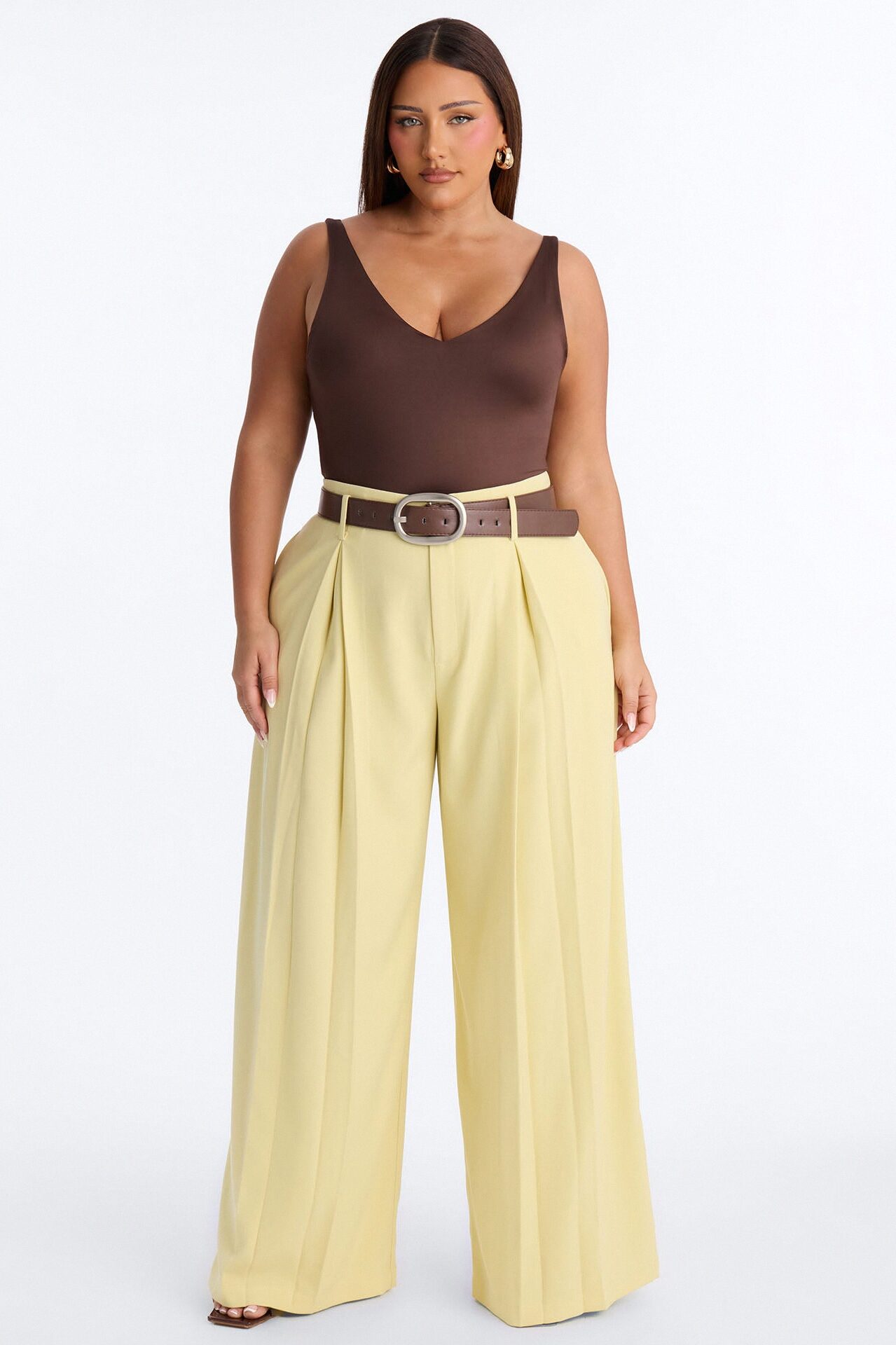 Bellina Belted Wide Leg Trouser - Butter Yellow