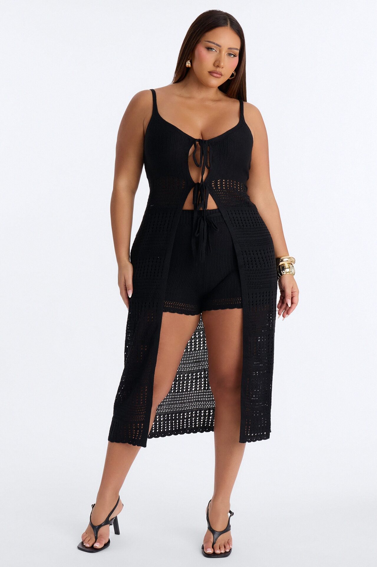Vacay Vibe Crochet Short Set - Black