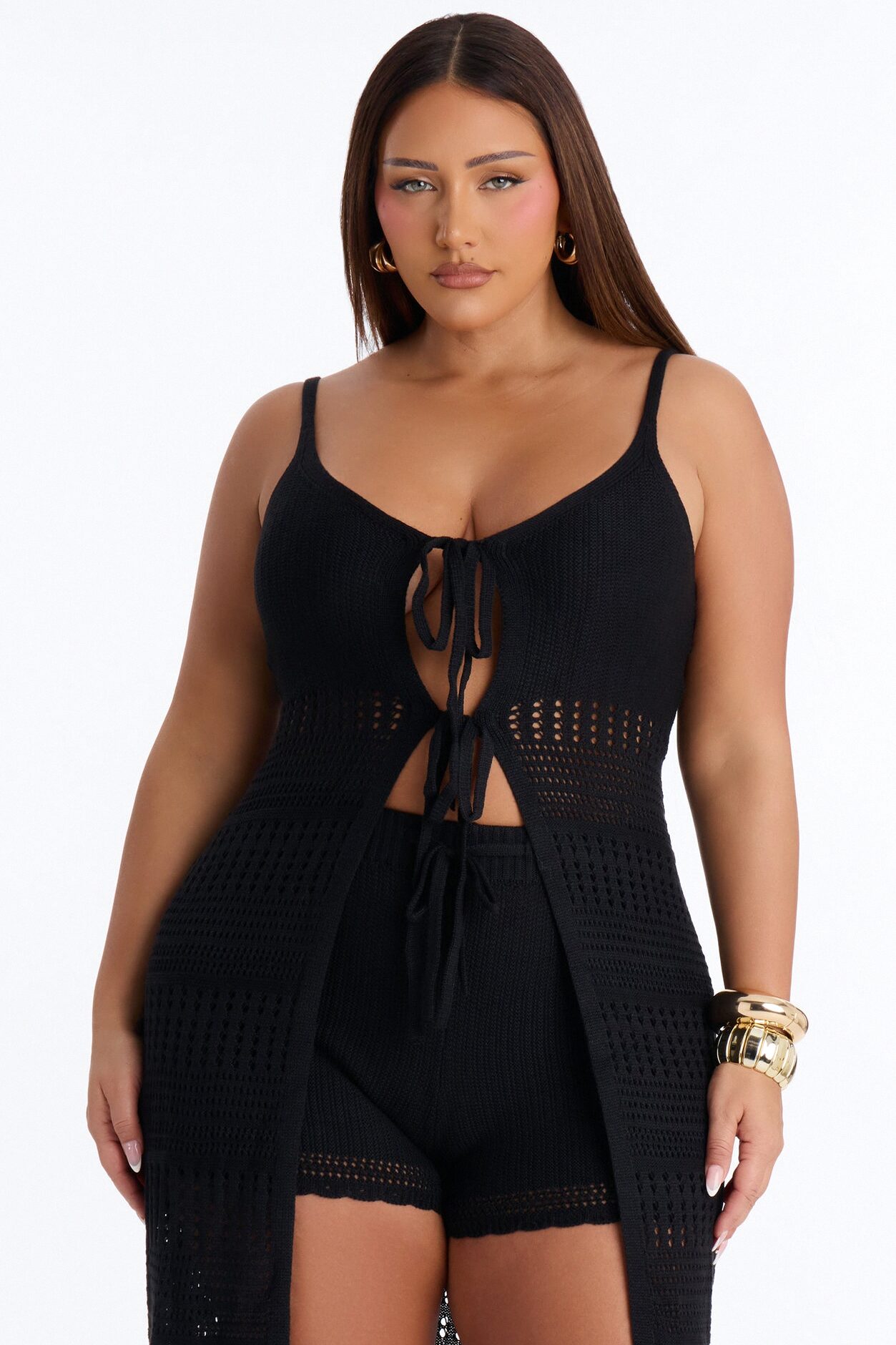 Vacay Vibe Crochet Short Set - Black