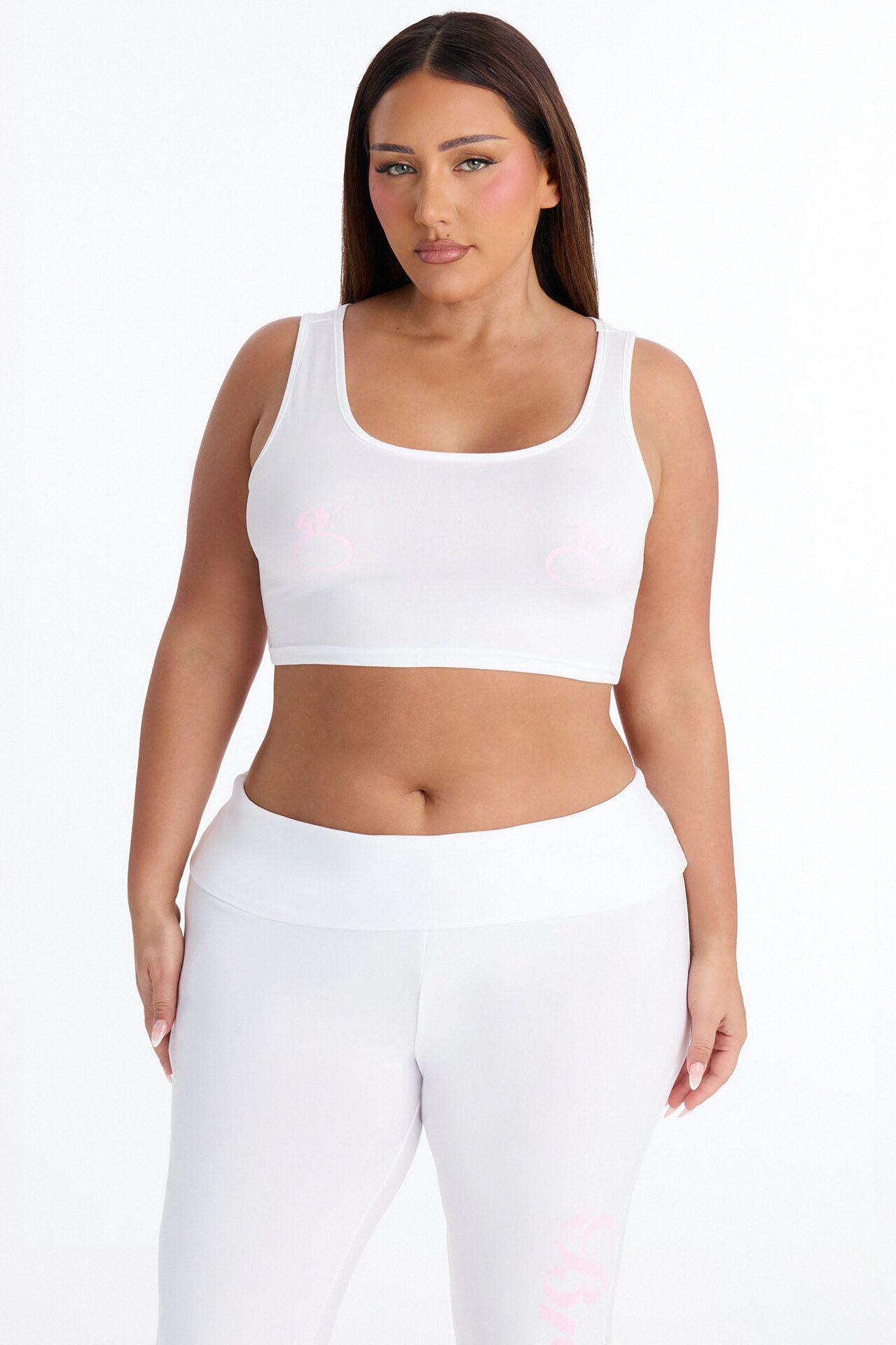 Put A Ring On It Tank & Foldover Pant PJ Set - White/Pink