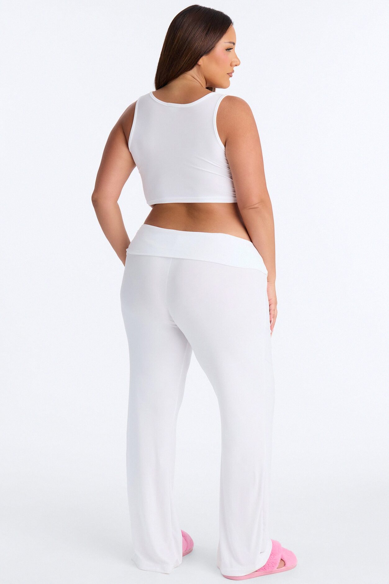 Put A Ring On It Tank & Foldover Pant PJ Set - White/Pink