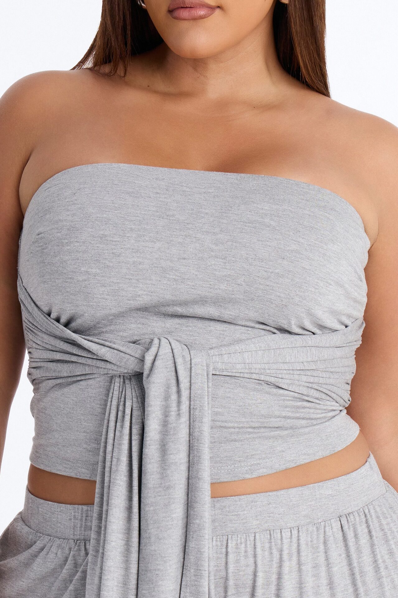 Gigi Tie Front Pant Set - Heather Grey