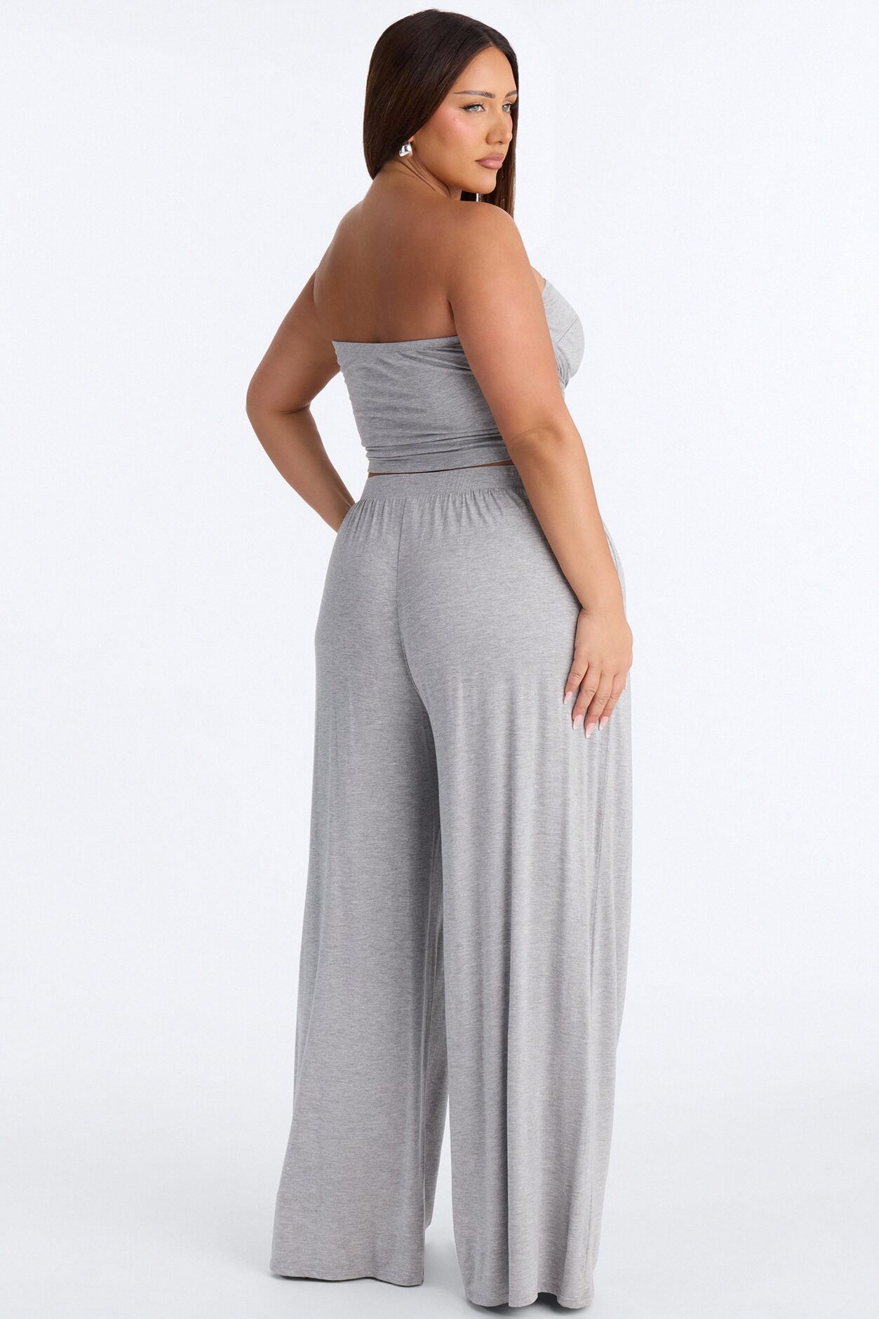 Gigi Tie Front Pant Set - Heather Grey