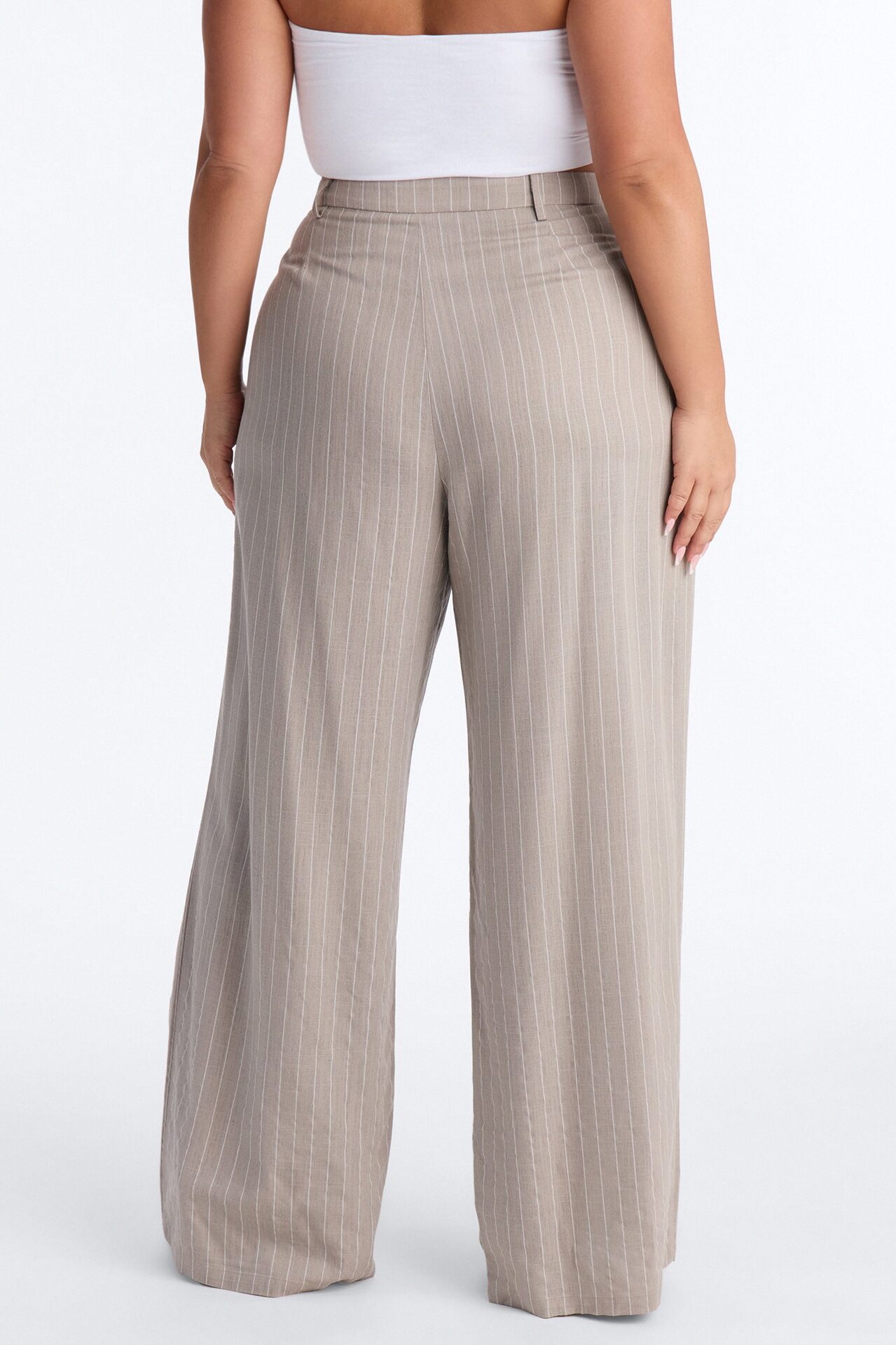 Brittany High Waisted Pleated Wide Leg Trouser - Stone