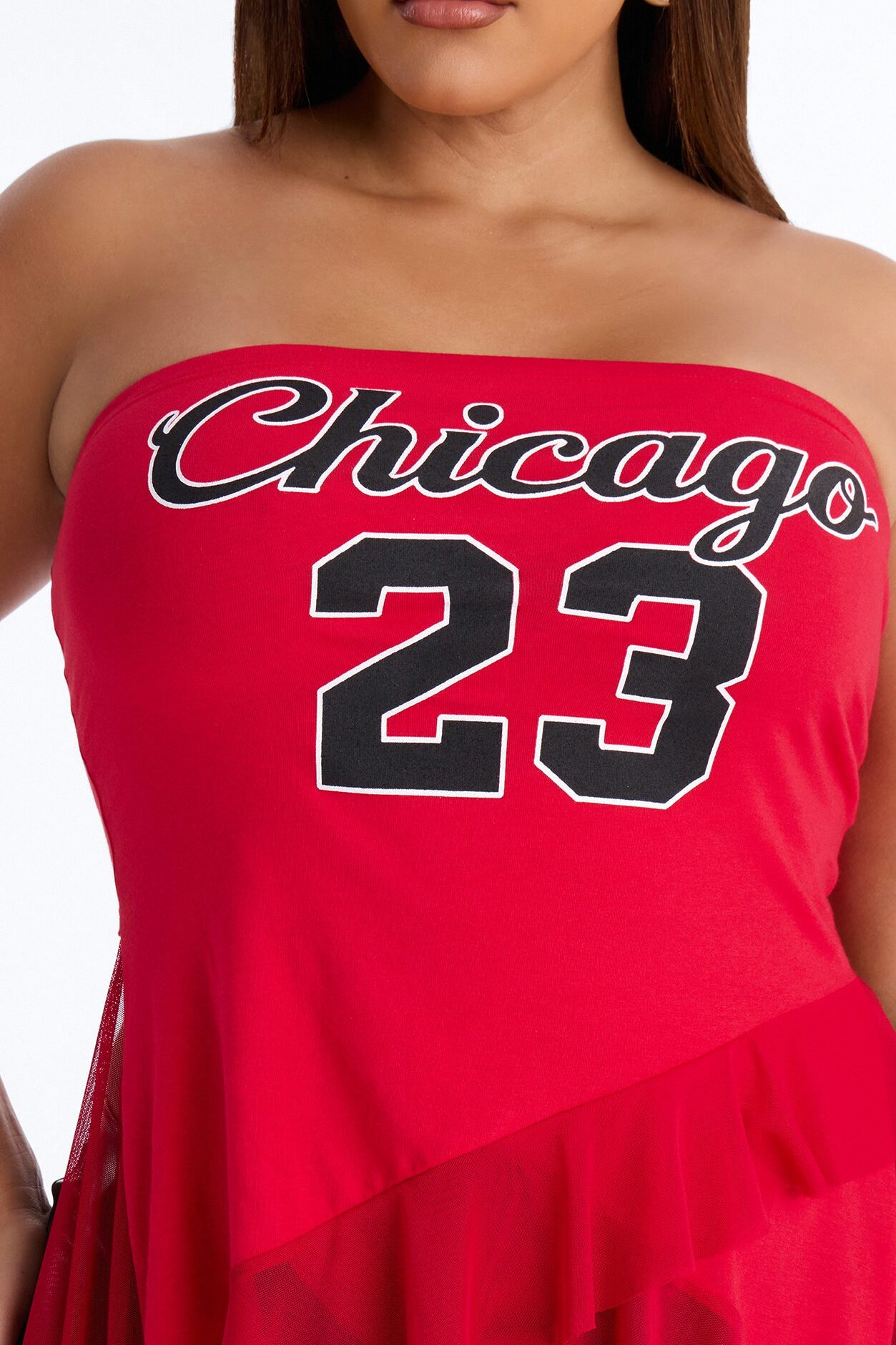 Chicago 23 Strapless Ruffle Tube Top - Red