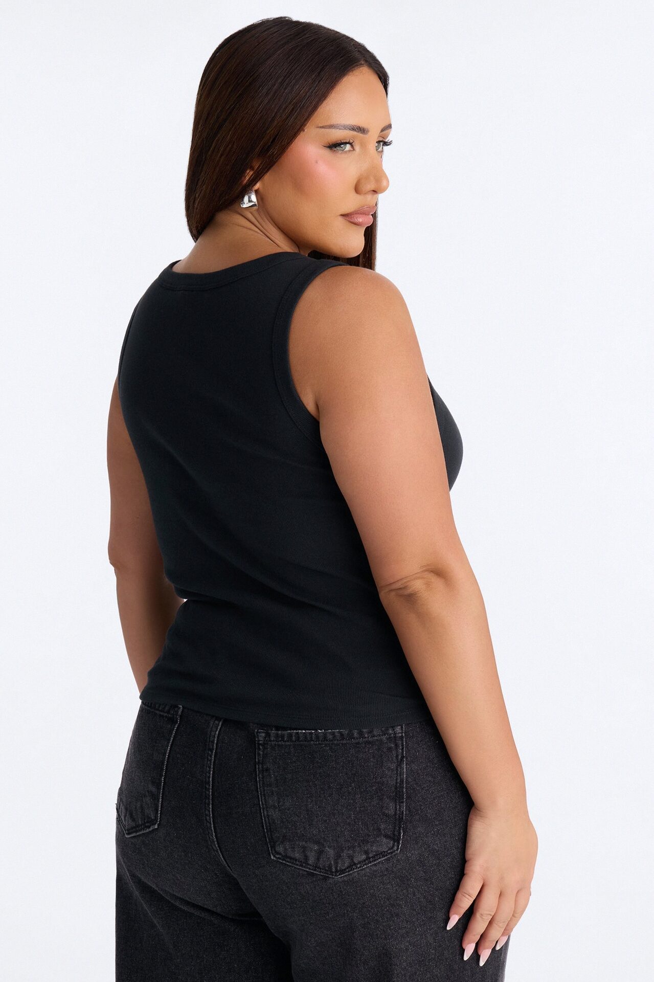 God Bless Him Ribbed Tank Top - Black