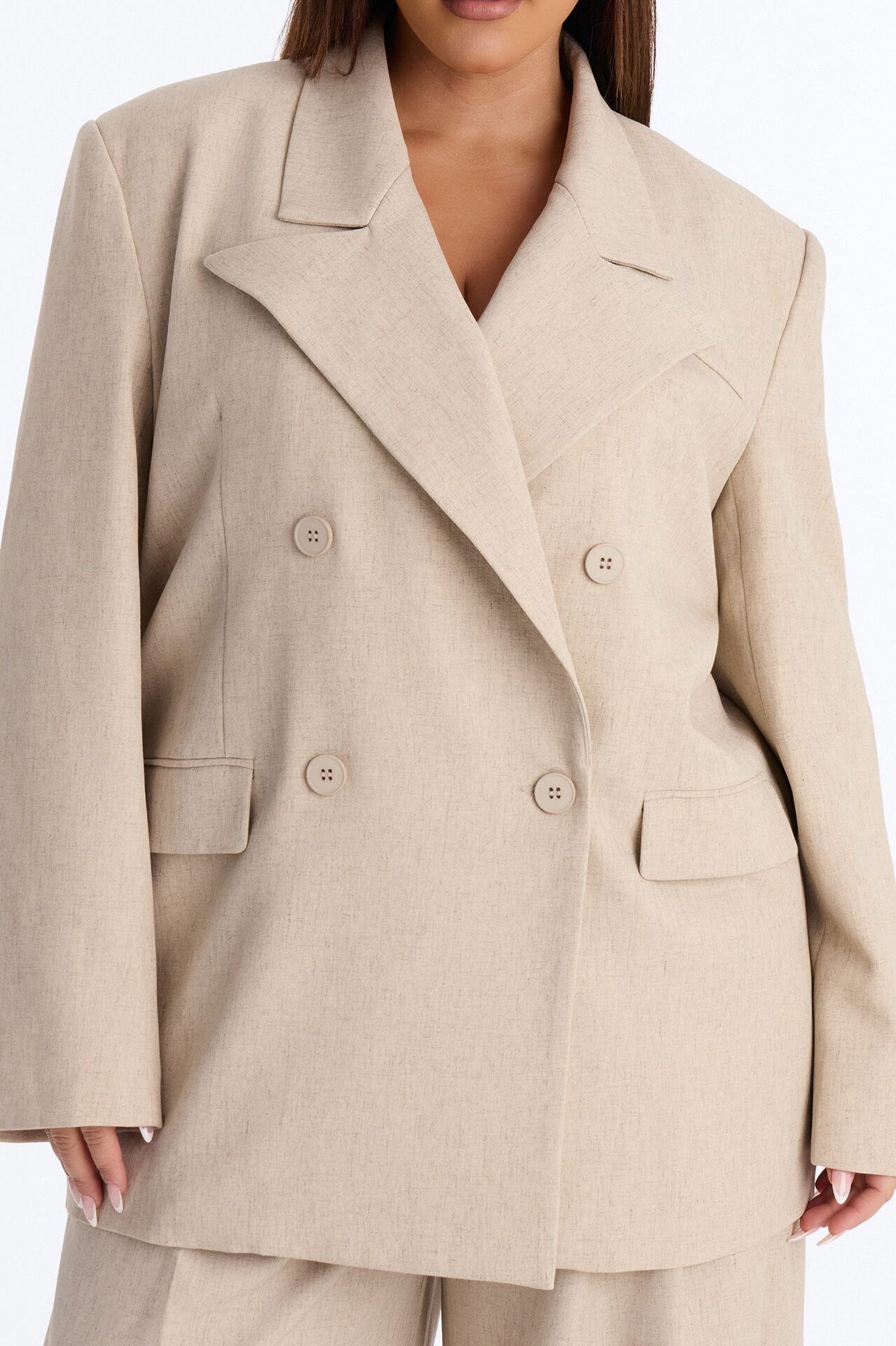 Miranda Oversized Double Breasted Blazer - Natural