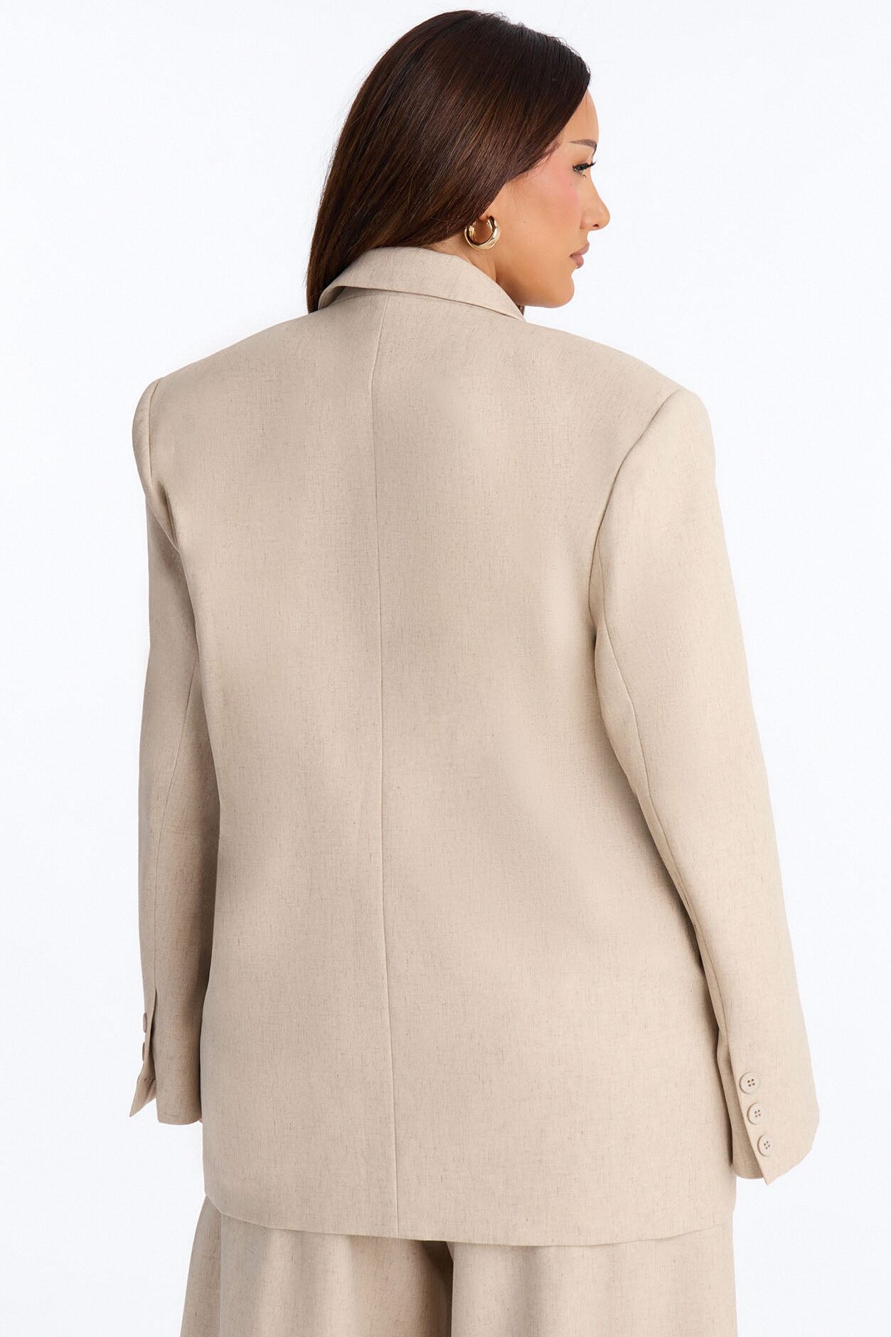 Miranda Oversized Double Breasted Blazer - Natural