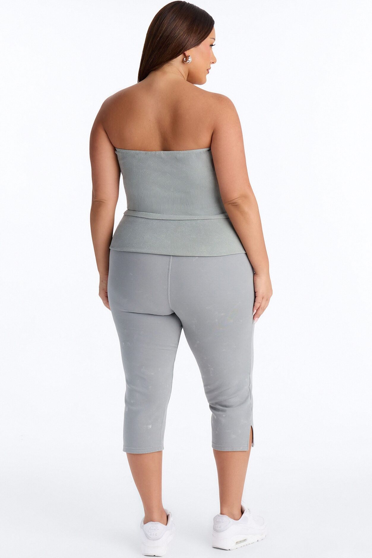 Reanna Strapless Ribbed Capri Set - Sage