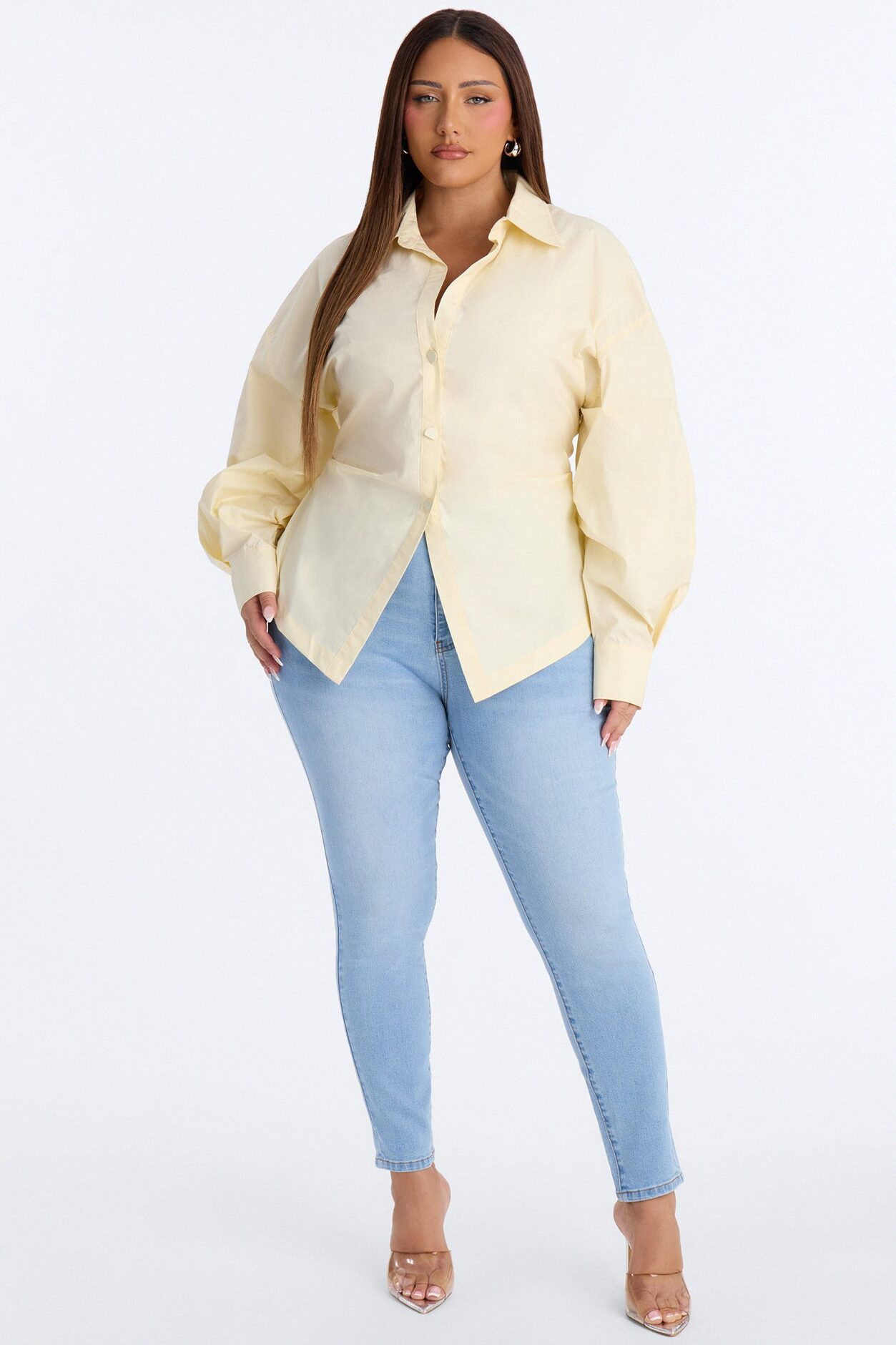 Junie Oversized Button Down Top - Butter Yellow