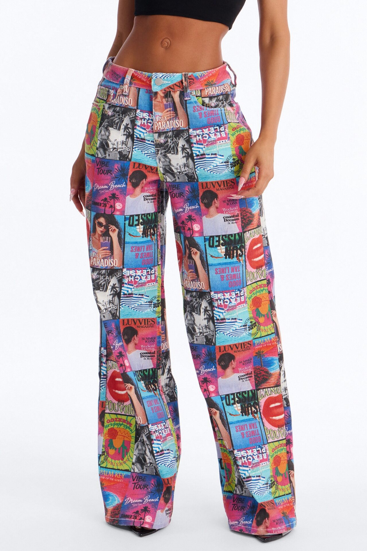 Editorial Muse Printed Stretch Jeans - Multi Color