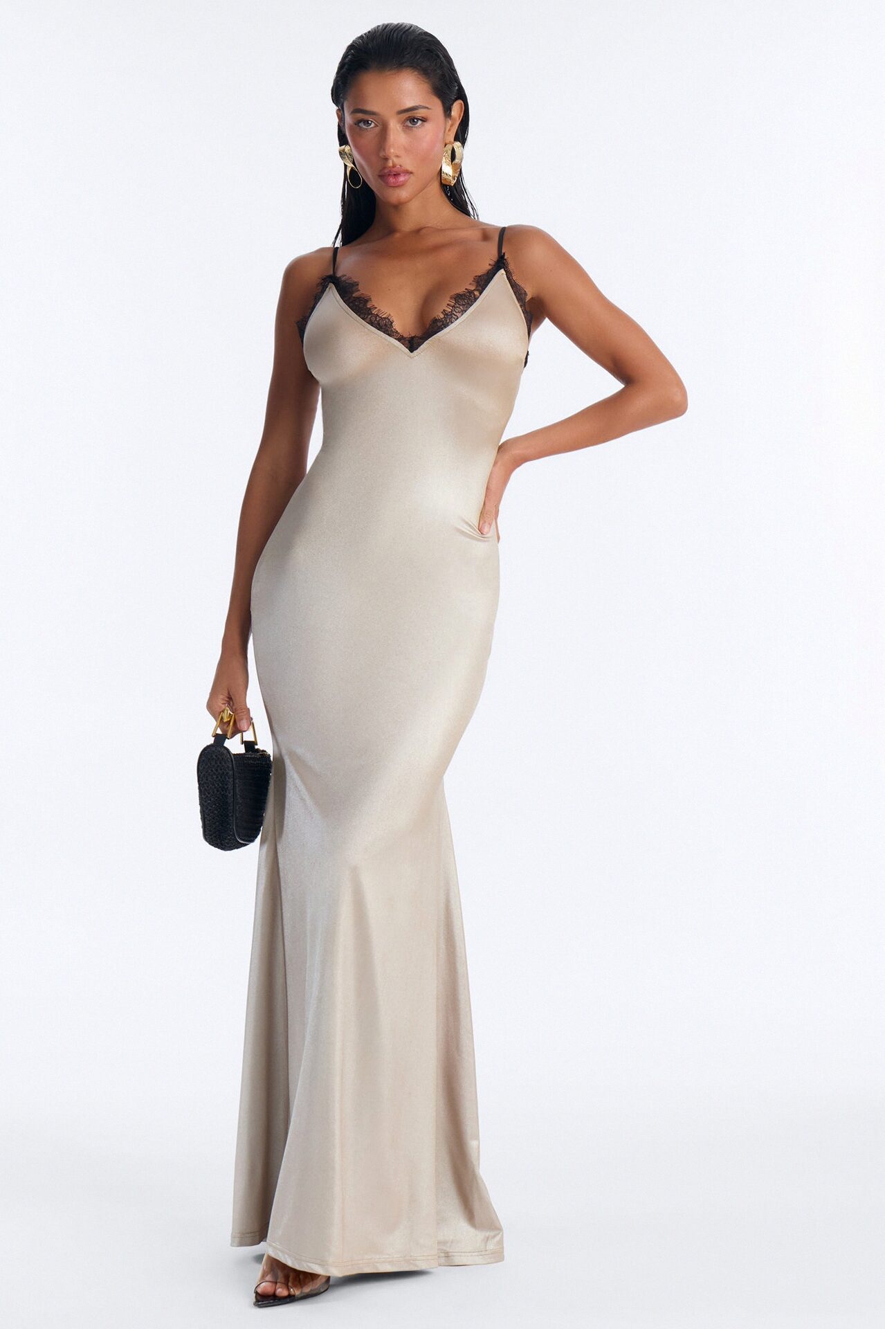 Golden Glow Maxi Slip Dress - Gold