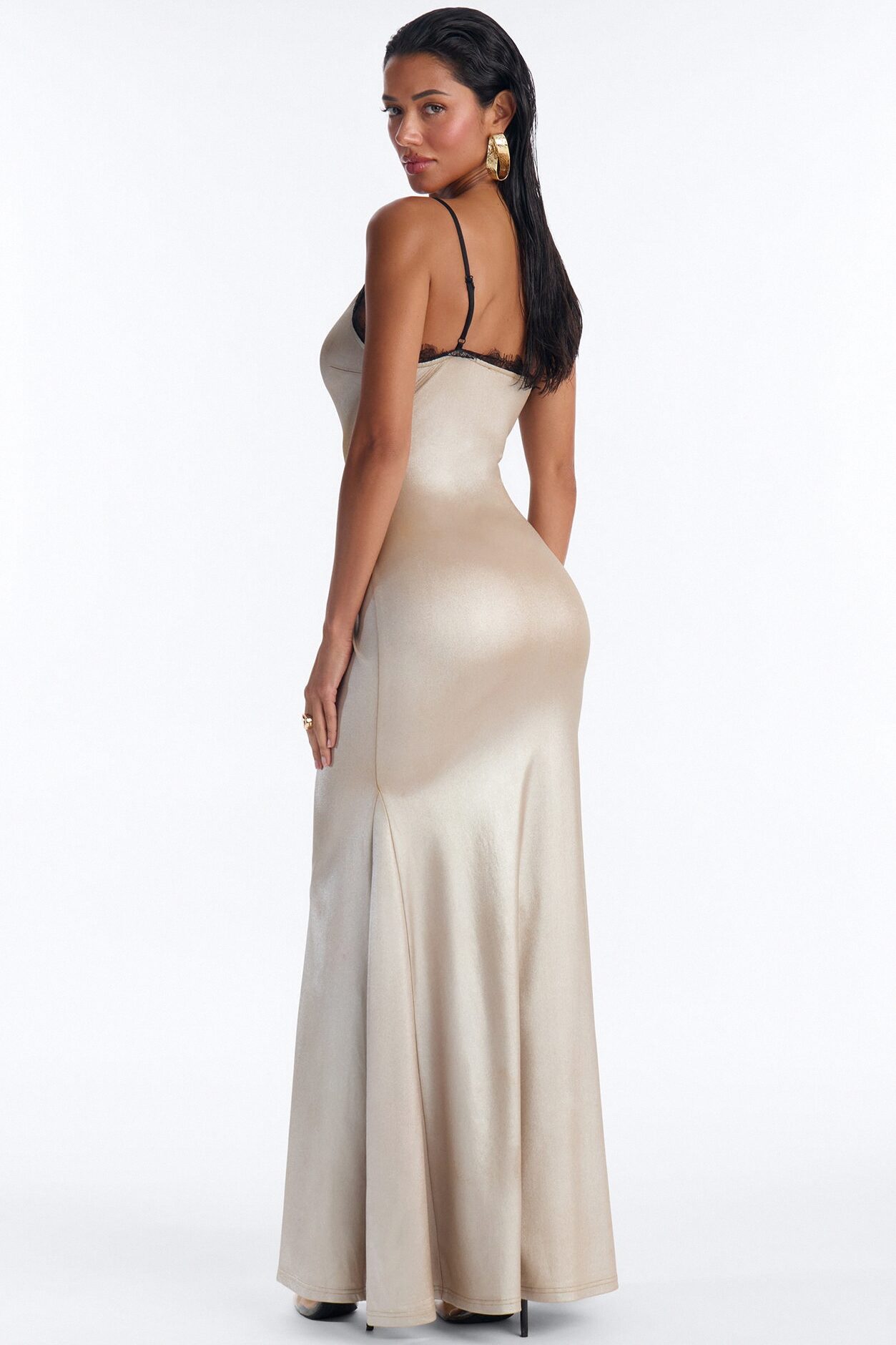 Golden Glow Maxi Slip Dress - Gold