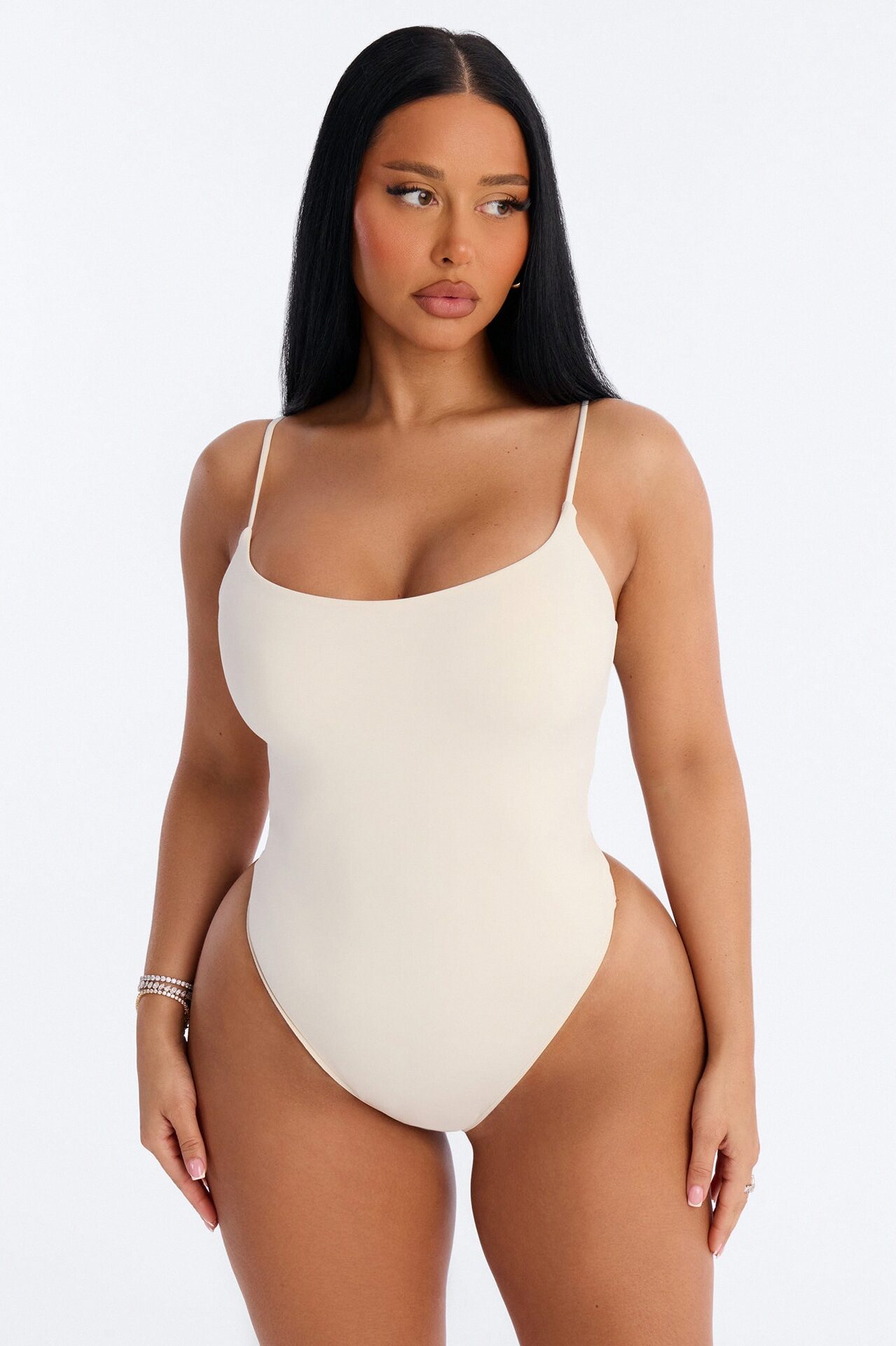 Second Skin Double Lined Square Neck Cami Bodysuit - Bone