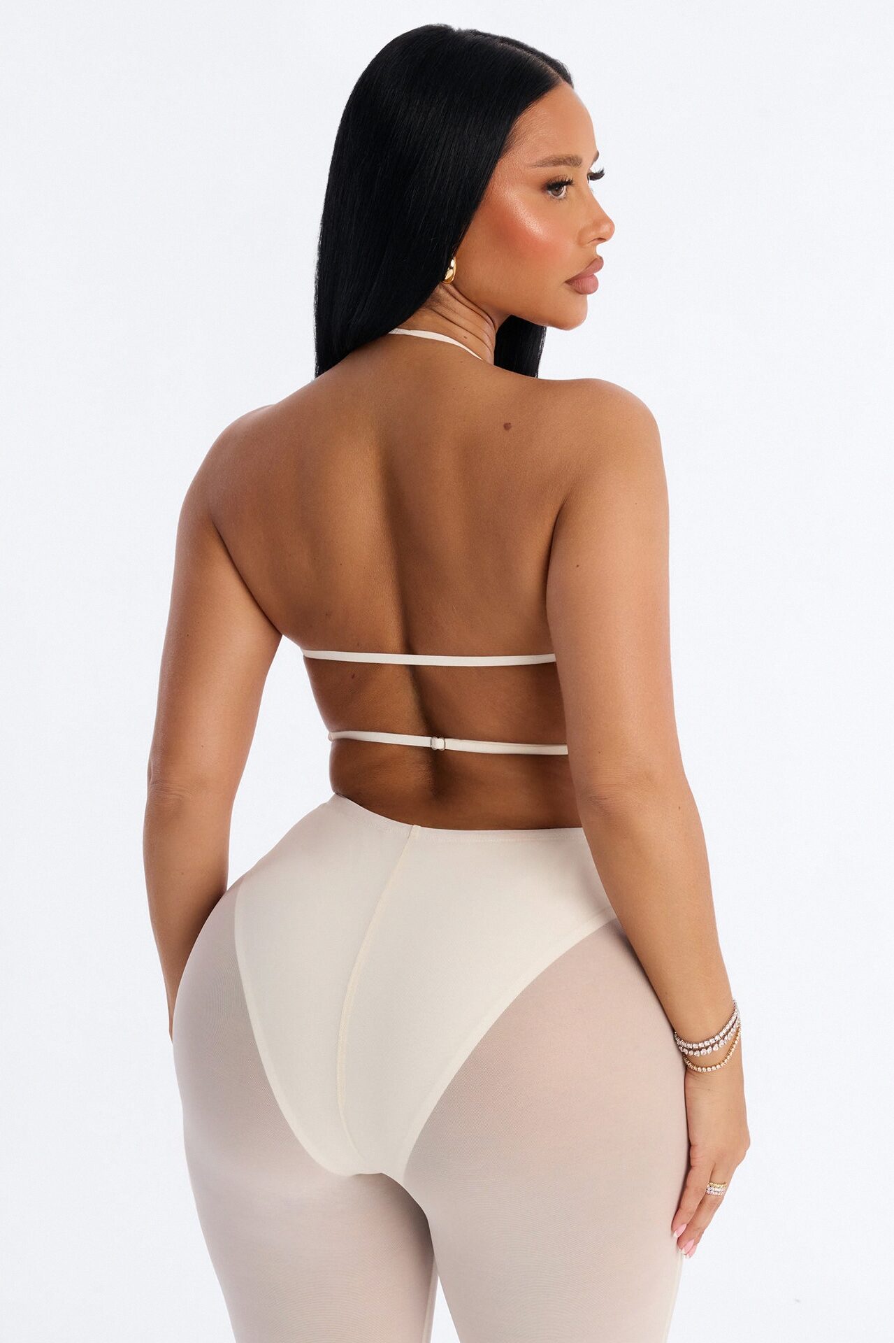 Second Skin Padded Halter Top - Bone
