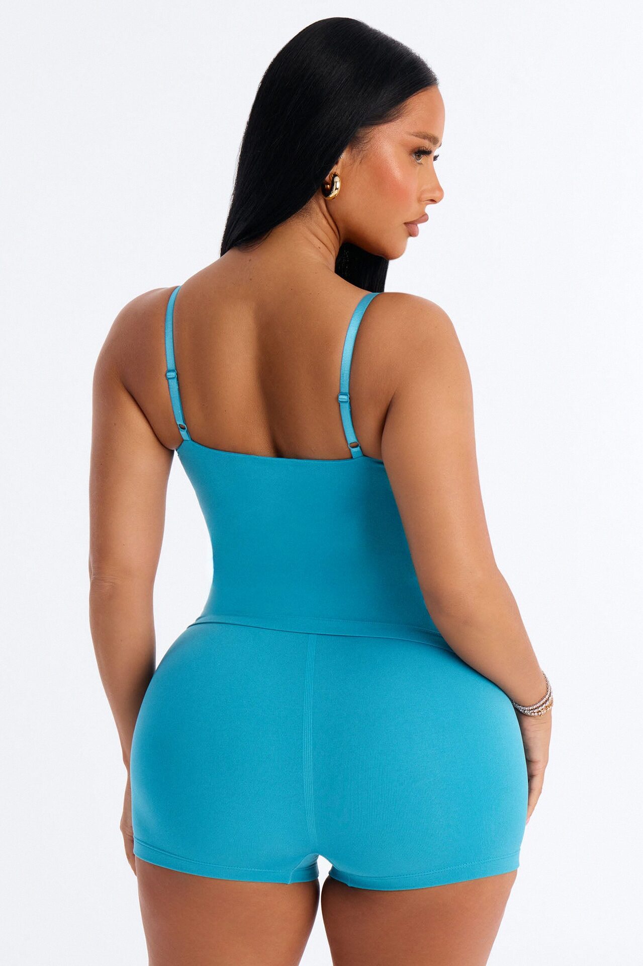 Seamless Smooth Double Lined Scoop Neck Cami Top - Blue