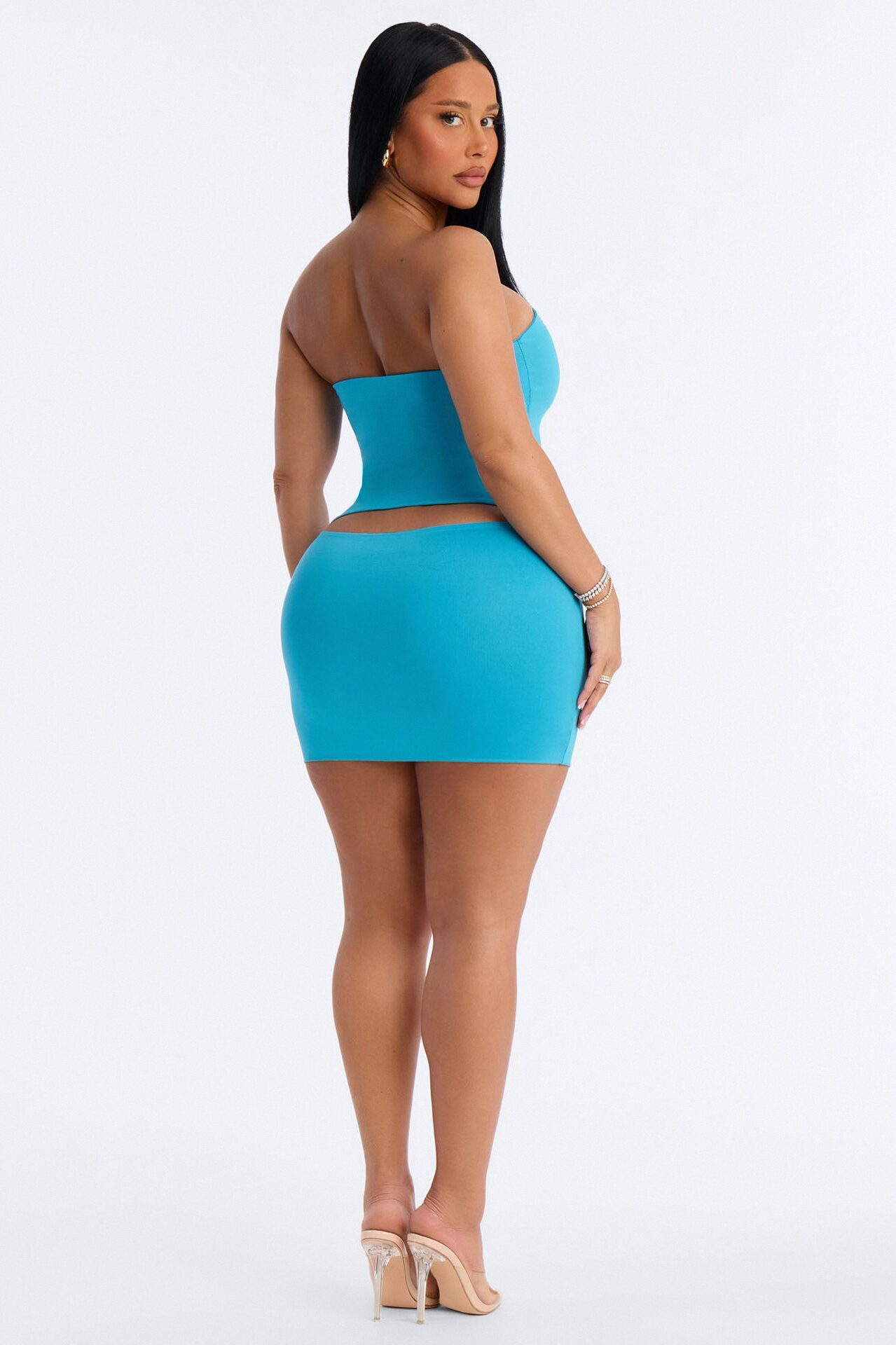 Contour Double Lined Mini Skirt - Blue