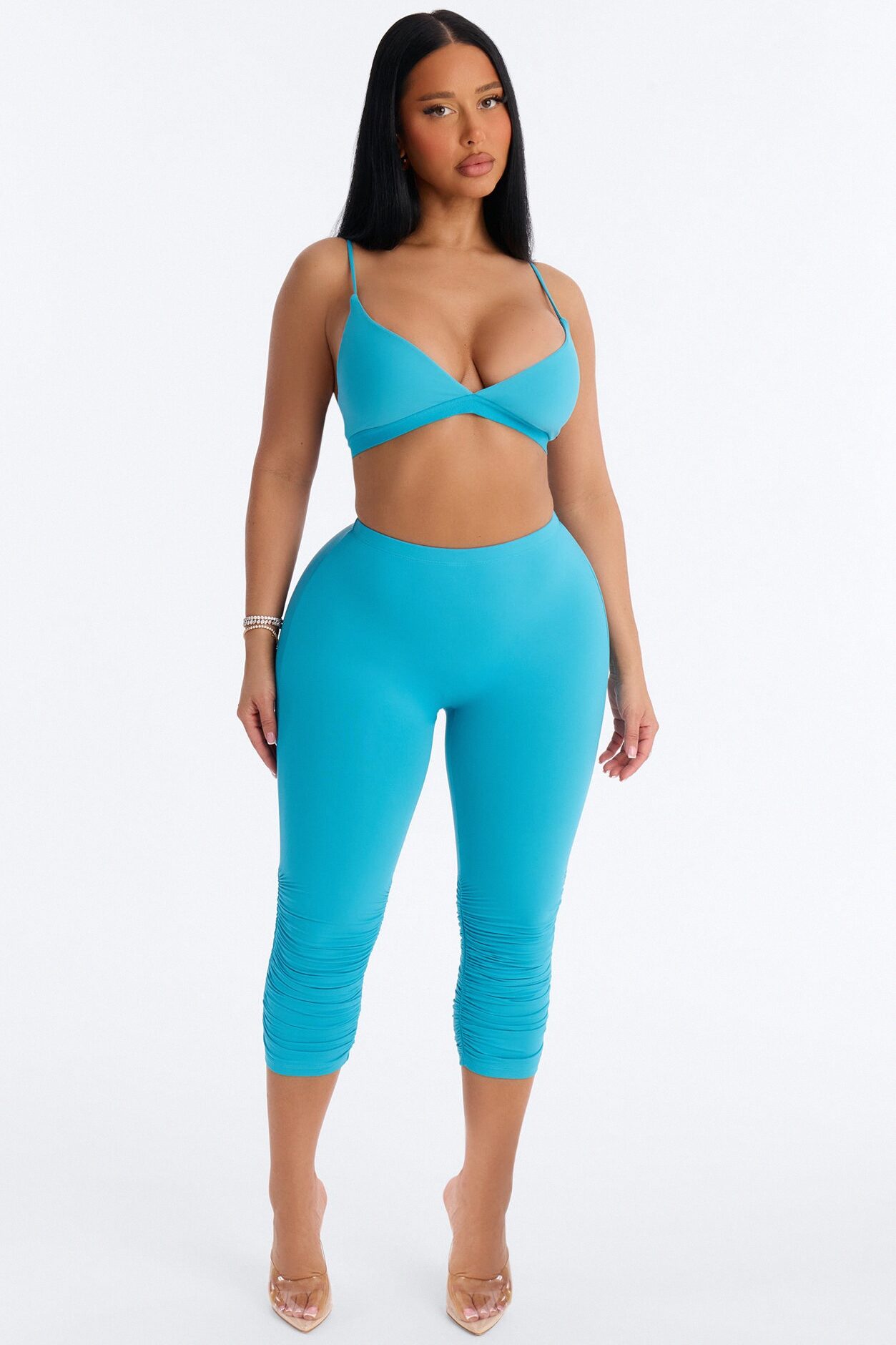 Second Skin Double Lined V Neck Bralette - Blue