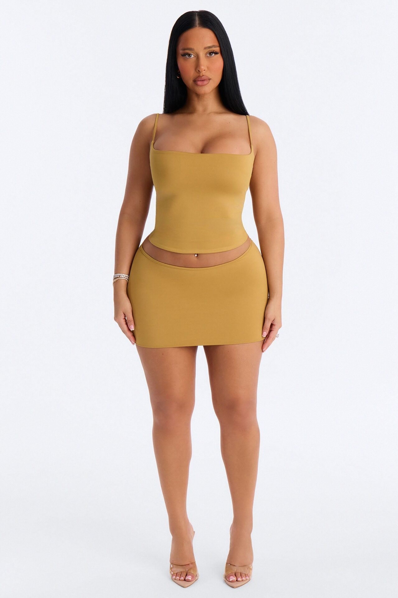 Contour Double Lined Mini Skirt - Honey