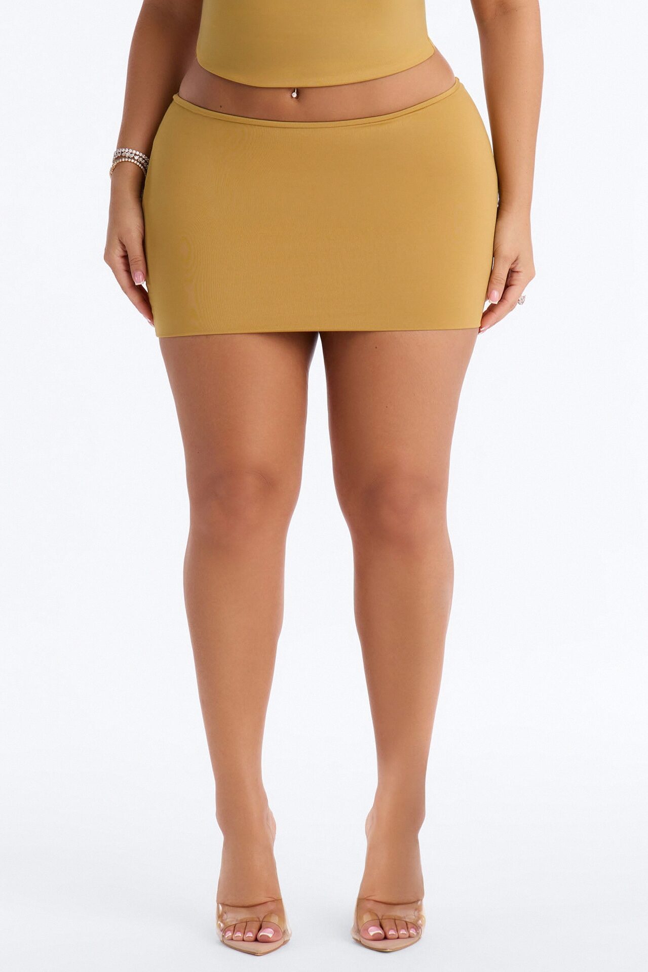Contour Double Lined Mini Skirt - Honey