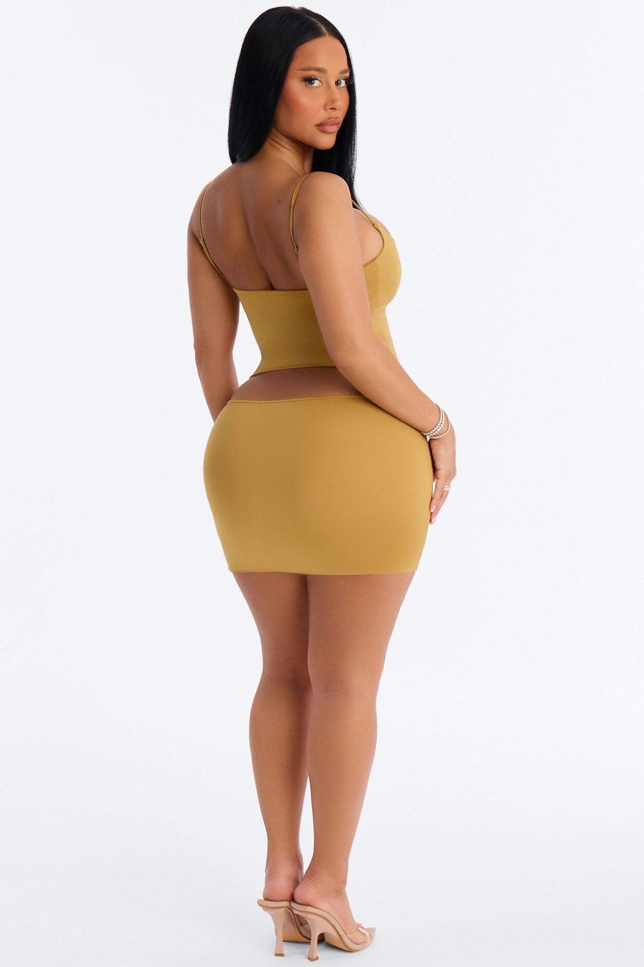 Contour Double Lined Mini Skirt - Honey