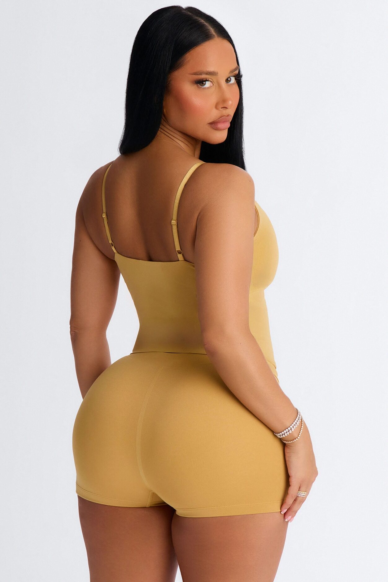 Seamless Smooth Double Lined Scoop Neck Cami Top - Honey