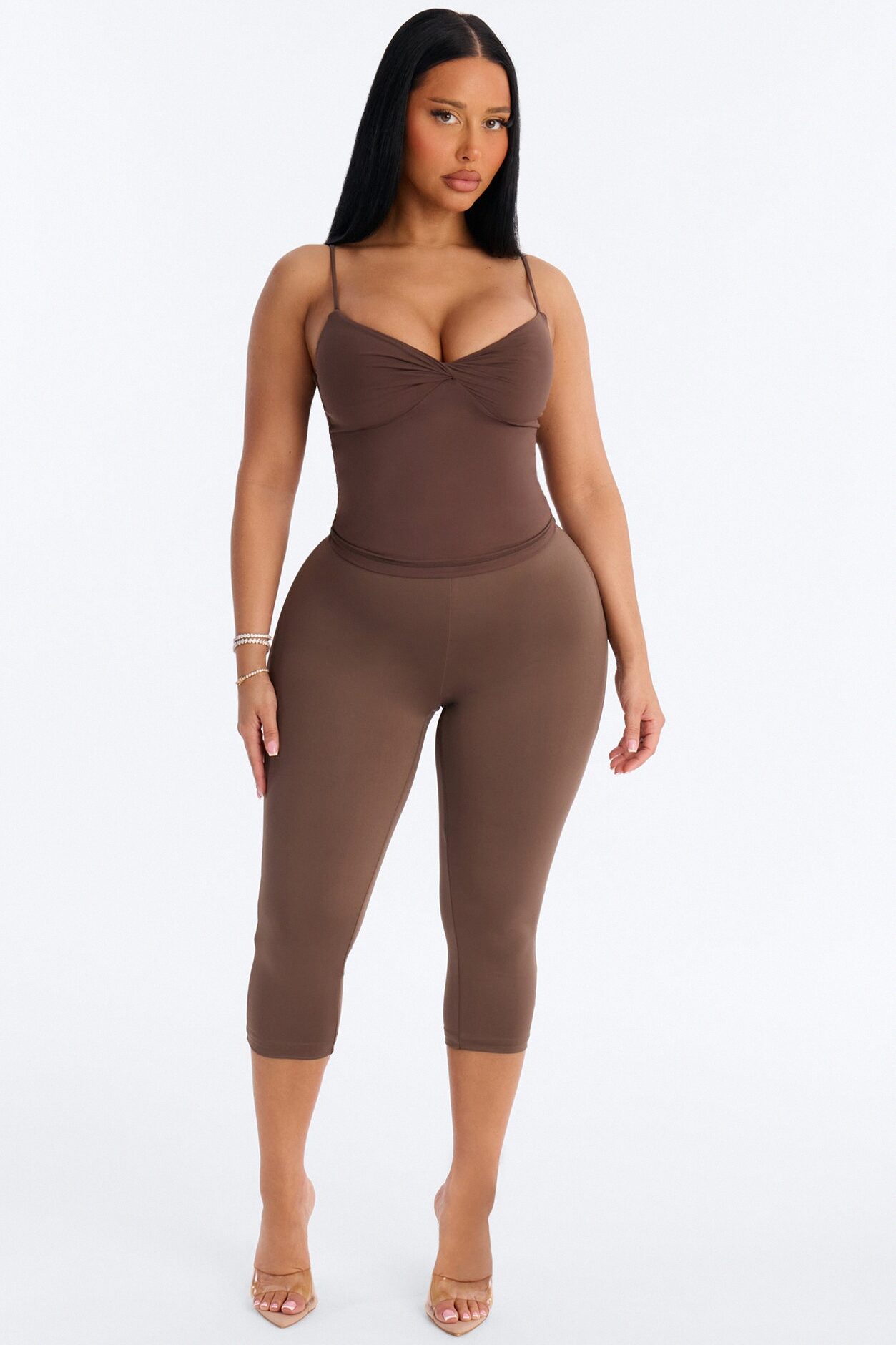 Second Skin Double Lined Twist Cami - Chocolate